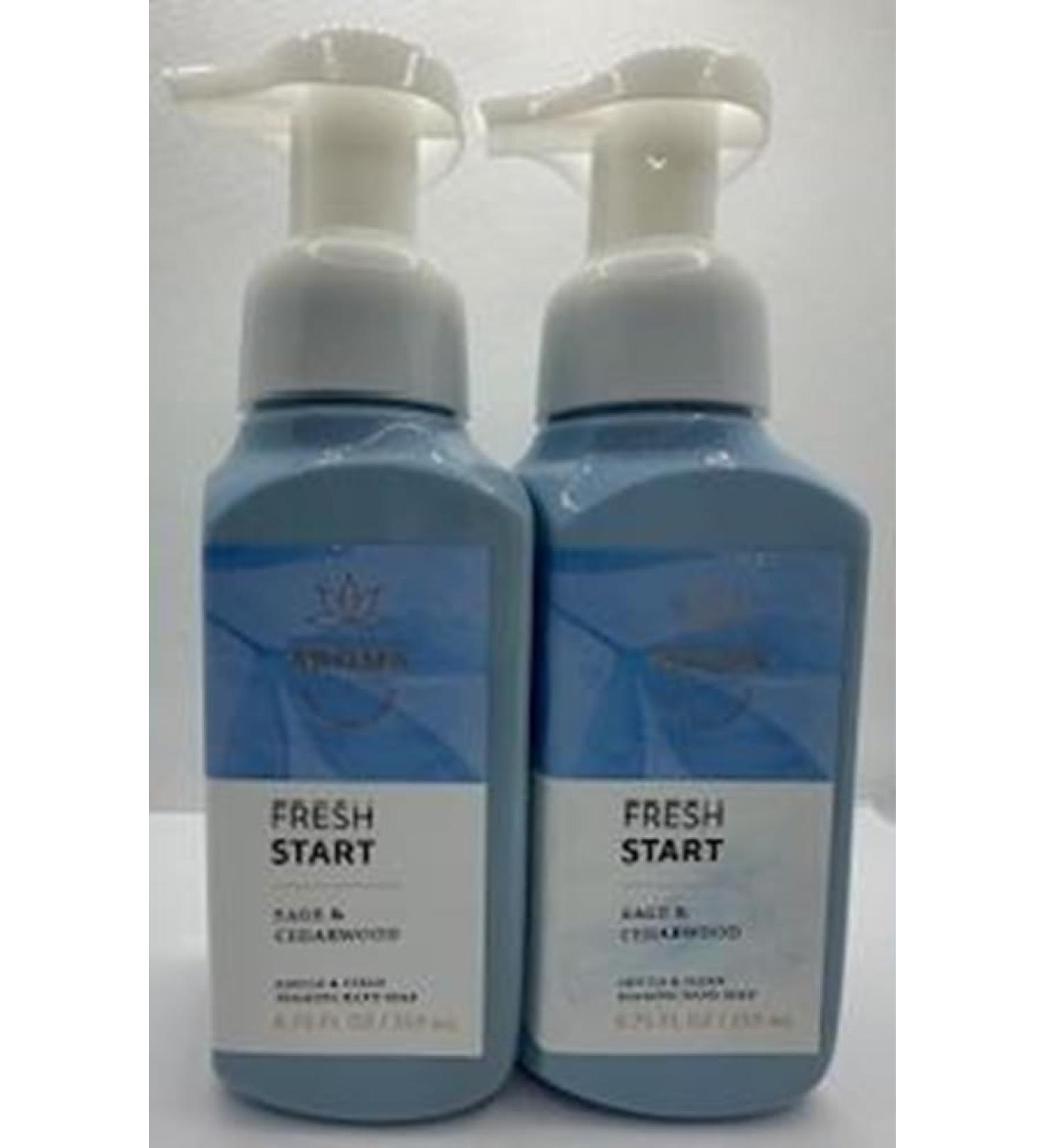 Set of 2 Aroma Fresh Start Gentle & Clean Foaming Hand Soap 8.75 Ounce Sage & Cedarwood Blue