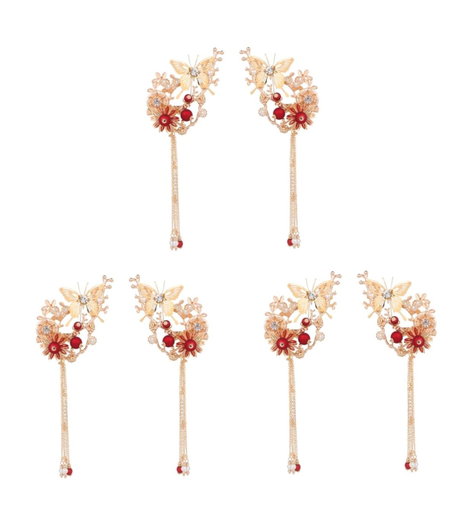 minkissy 3 Pairs Japanese Hair Decor Wedding Hair Clips Tassel Hair Clips for Women Japanese Hair Pin Chinese Hair Clips for Women Hair Pearls Barrettes Woman Geisha Rhinestones - Buy Online on GoSupps.com