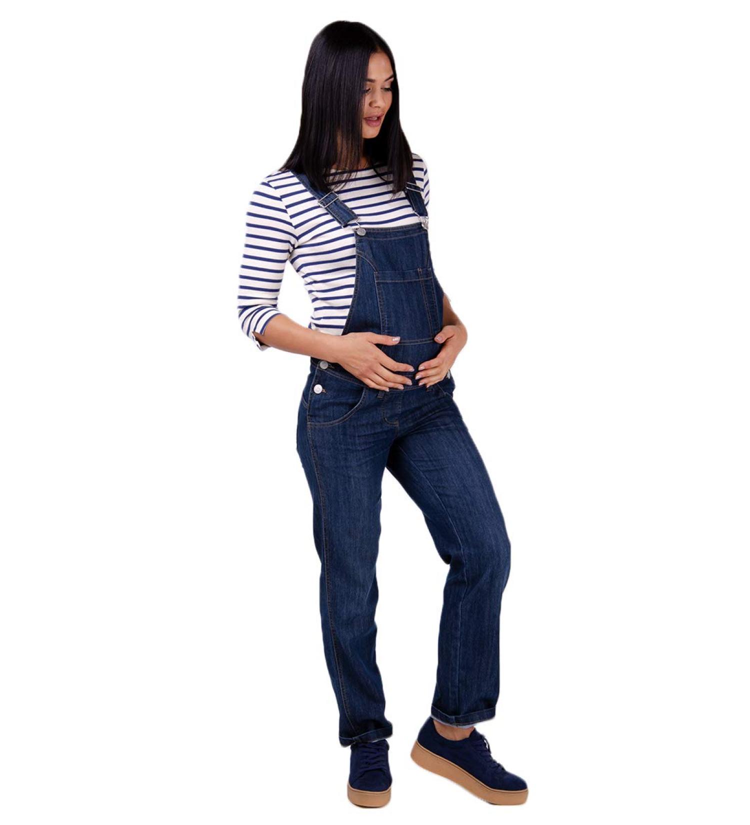 Wash Clothing Co. Maternity Dungarees Darkwash Denim Blue Pregnancy Overalls | Maternity Fashion IVY 18 Blue - Buy Online on GoSupps.com