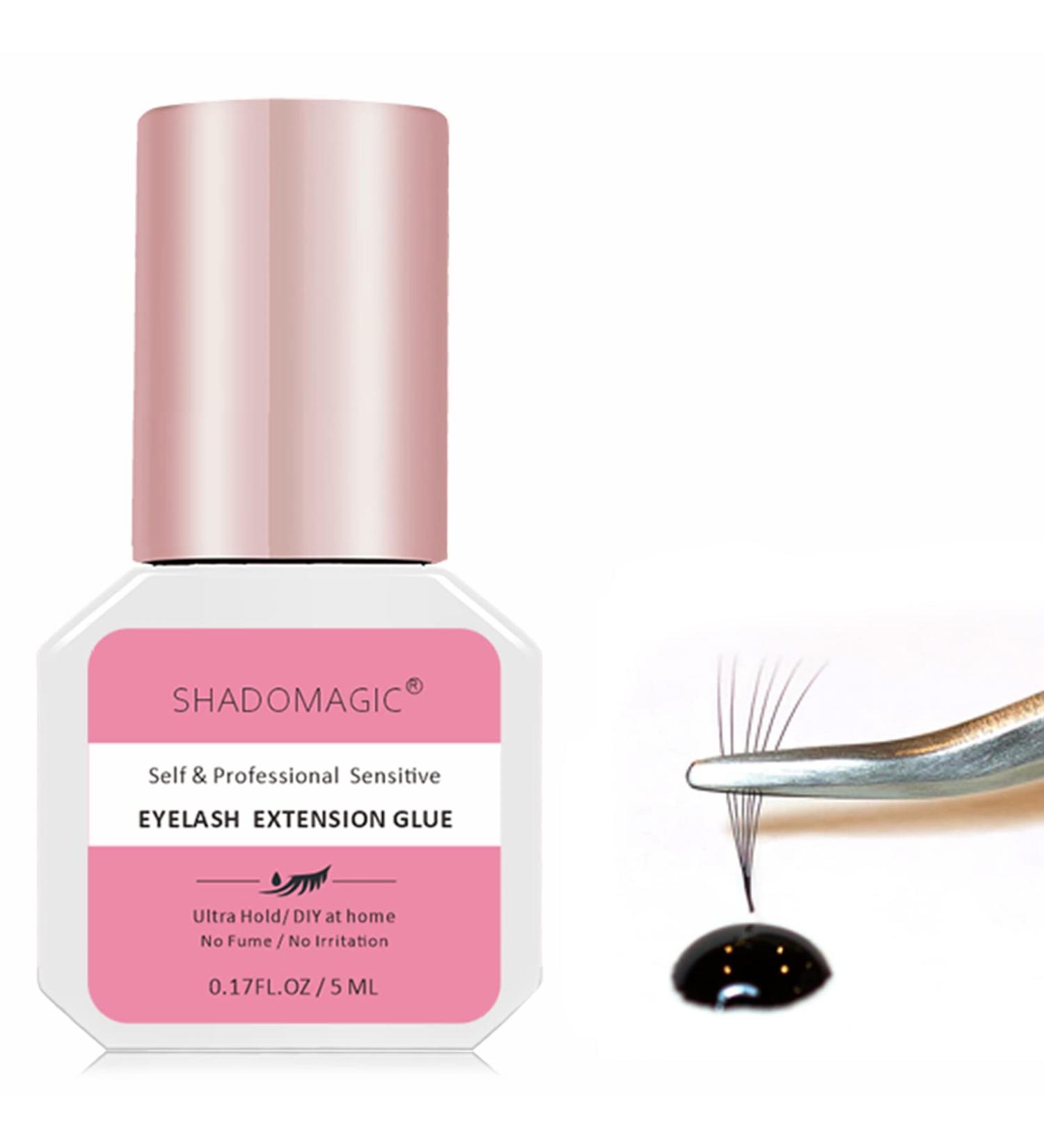 Professional Sensitive Eyelash Extension Glue 5ml - No Fume, 6-7 Weeks Retention, Black Adhesive for False Eyelashes - Self Use & Individual Extensions - Buy Online on GoSupps.com