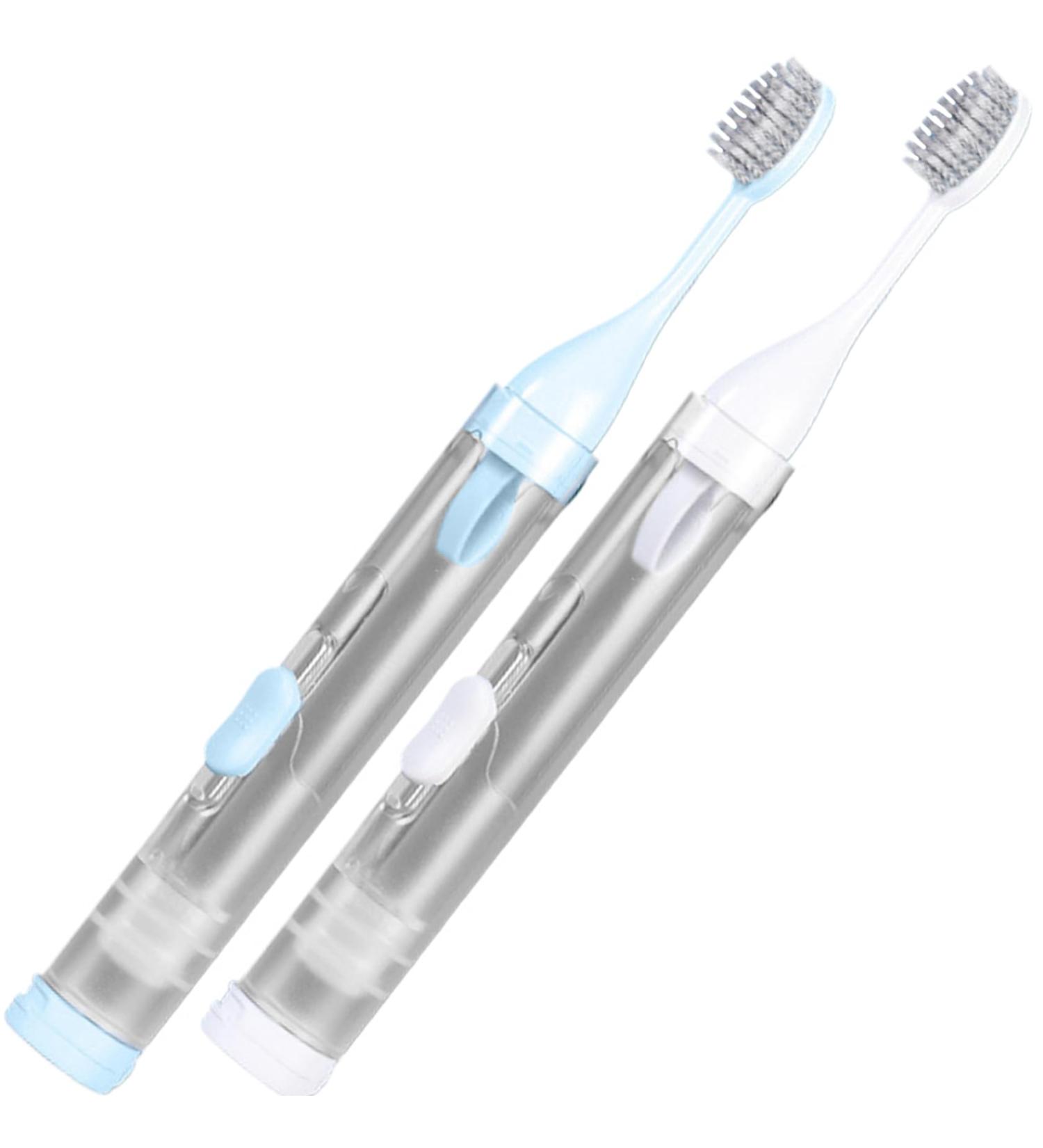 Travel Toothbrush Set - 2PCS 3 in 1 Kit with Refillable Toothpaste Tube & Case | Portable Toothbrush for Travel Camping Business Trips - Buy Online on GoSupps.com