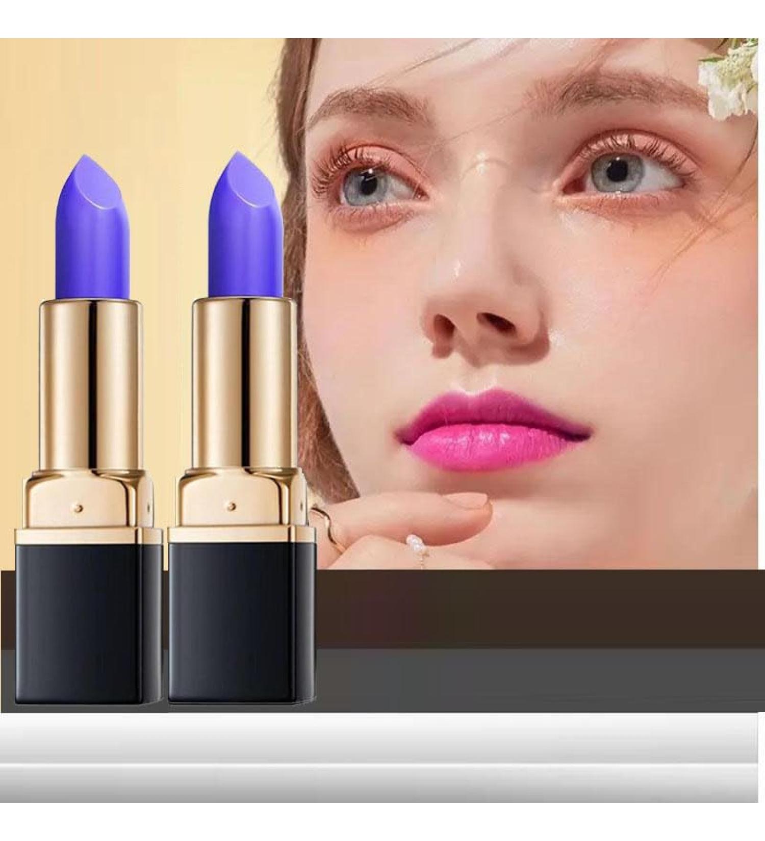 Buy 2Pcs Color Changing Blue Rose Lipstick Set - Magic Mood Jelly Lip Balm Vitamin E PH Reactive Pink Tint - Buy Online on GoSupps.com