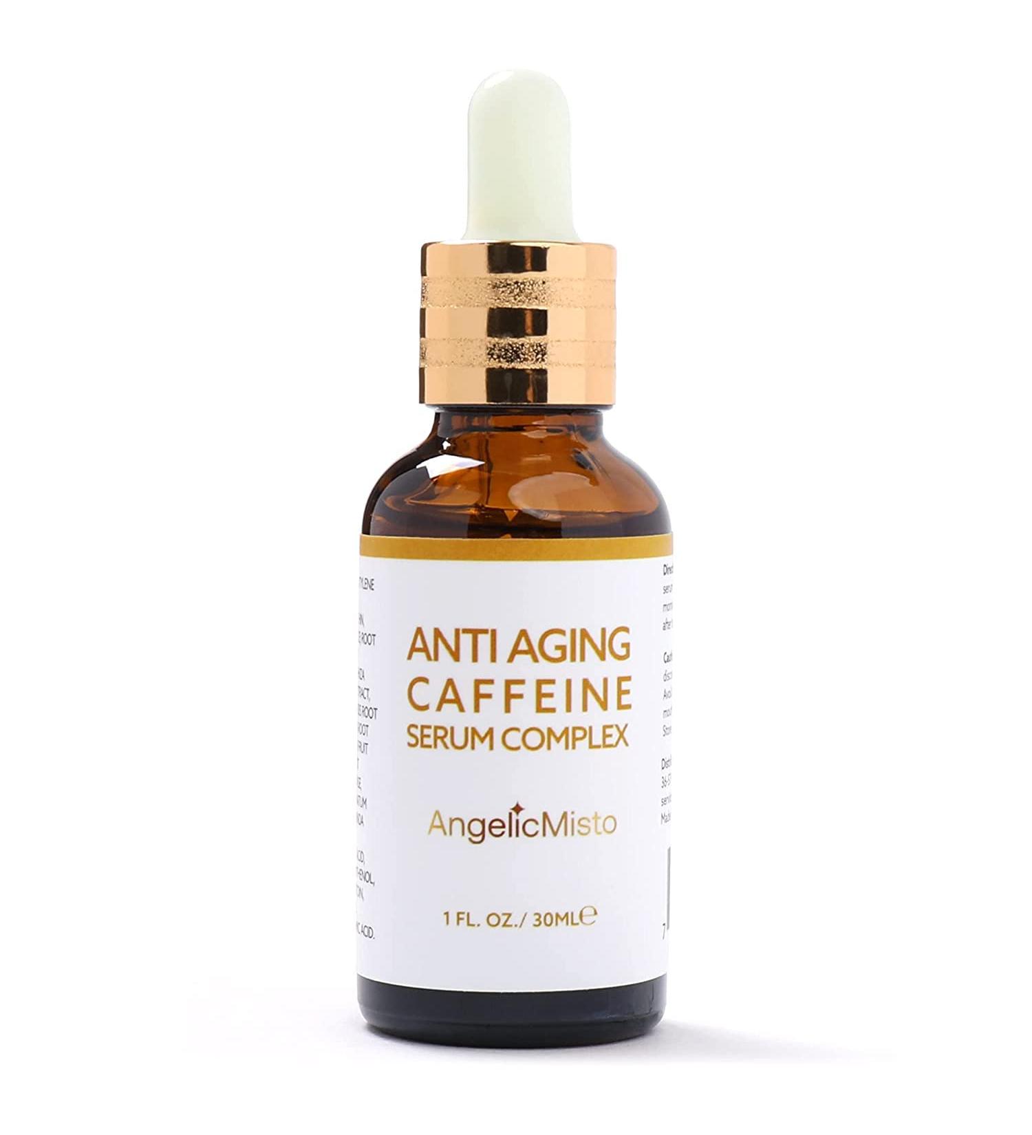Anti Aging Caffeine Eye Serum Complex for Eye and Face - with Green Tea Catechin, Vitamin C, Niacinamide, Hyaluronic Acid, Collagen, For Puffiness, Pigmentation, Wrinkles, Fine Lines 1oz.