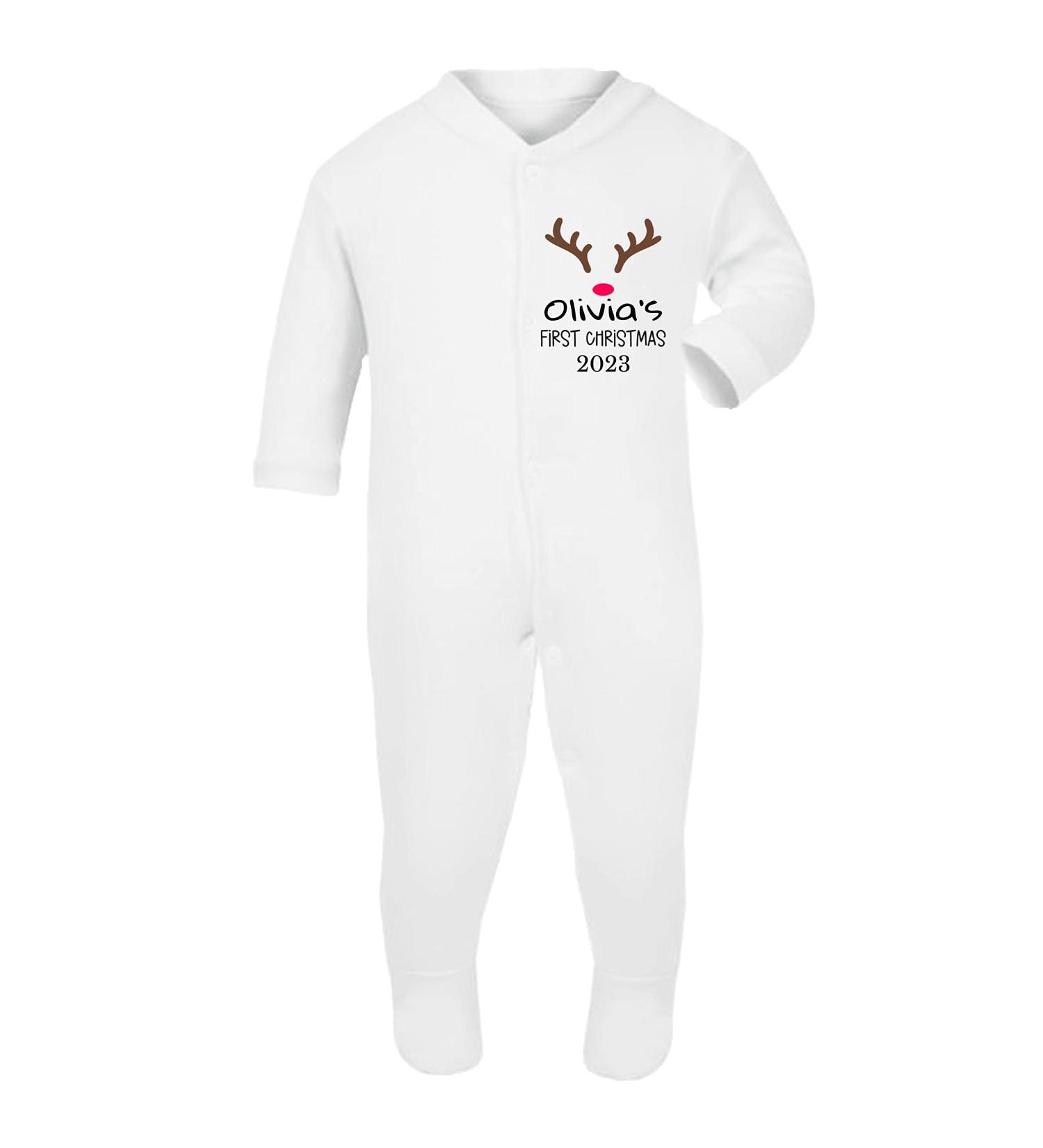 Personalised My First Christmas Baby Grow Outfit Vest | Unisex Newborn Clothes | 1st Xmas Gifts for Boys & Girls | Gender Neutral Sleepsuit, 0 Months - Buy Online on GoSupps.com
