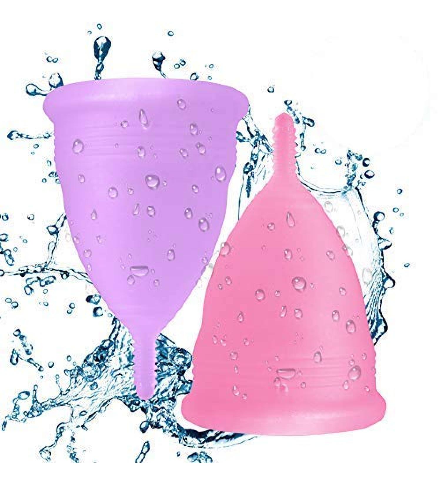 Blossom Menstrual Cup Set | Reusable Silicone Period Cups - 1 Large Pink & 1 Small Purple | Eco-Friendly Alternative to Tampons - Buy Online on GoSupps.com