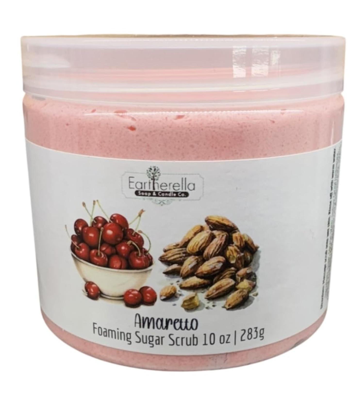 AMARETTO Cherry Almond Exfoliating Foaming Sugar Body Scrub 10 oz jar