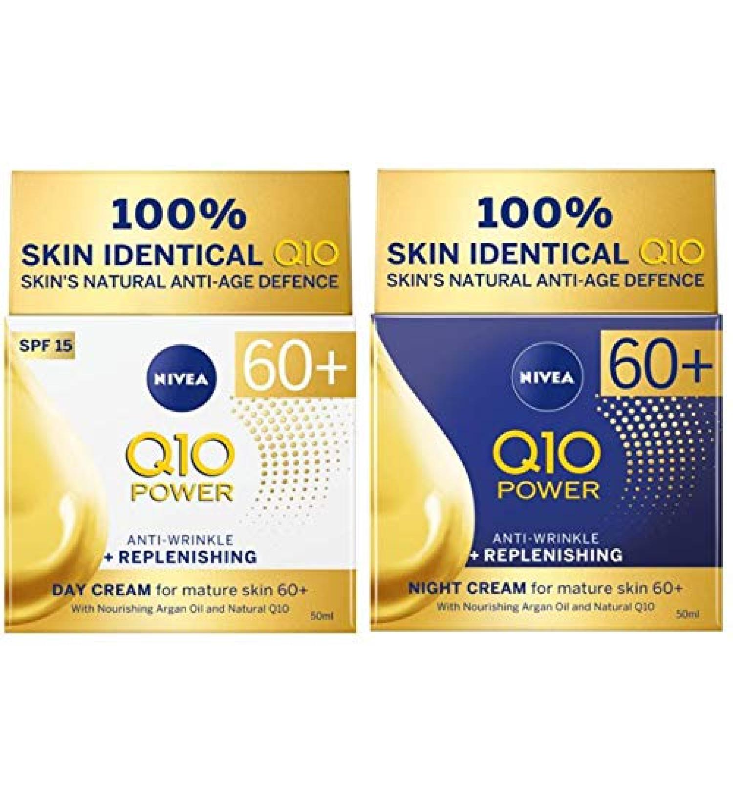 Nivea Q10 Power Anti-Wrinkle & Replenishing Day Cream Spf15 and Night Cream for mature skin 60+ 50ml