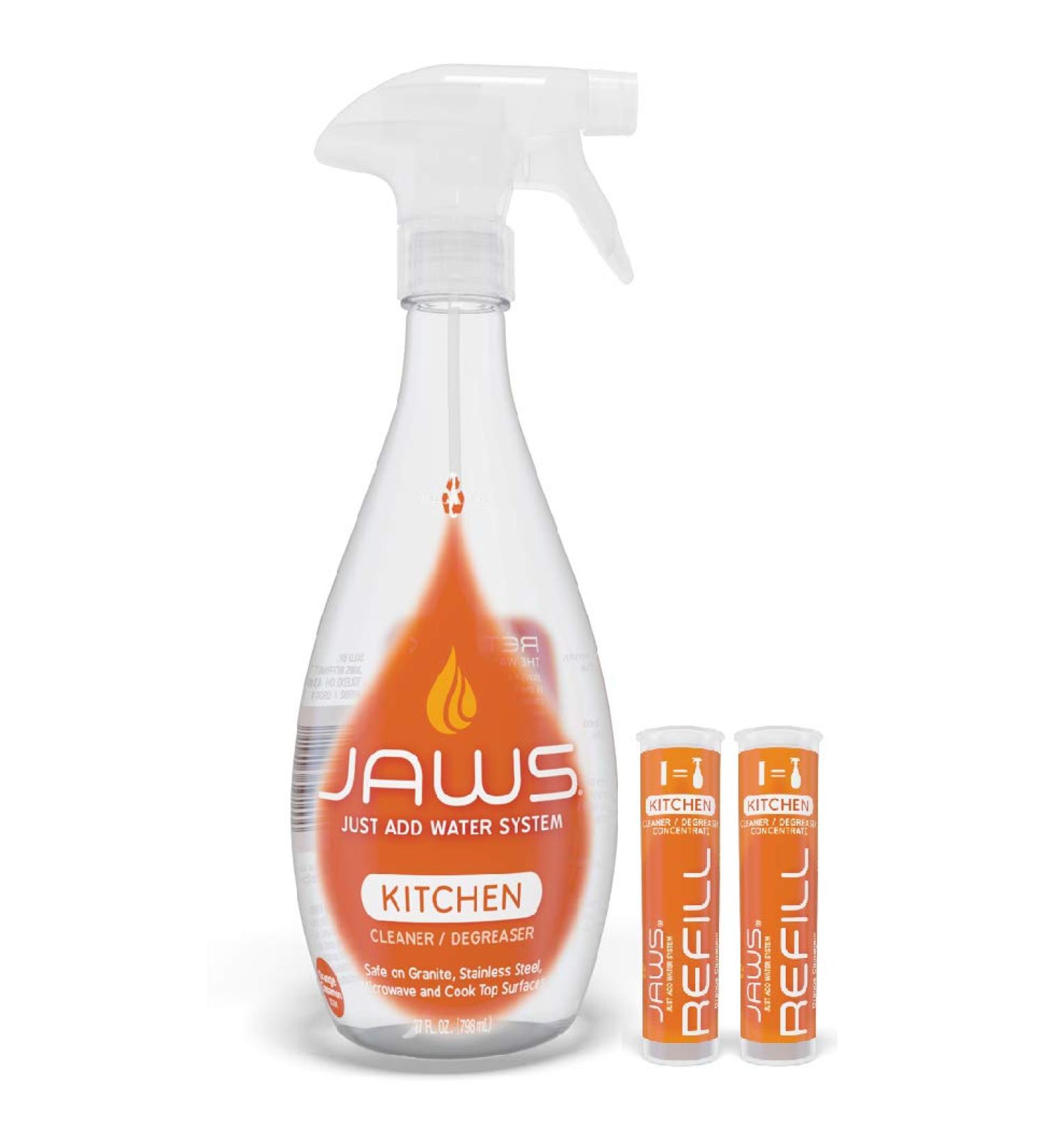 JAWS Multi-Surface Kitchen Cleaner Bottle & 2 Refill Pods | Eco-Friendly Refillable Cleaning Supplies - Shop Internationally - Buy Online on GoSupps.com