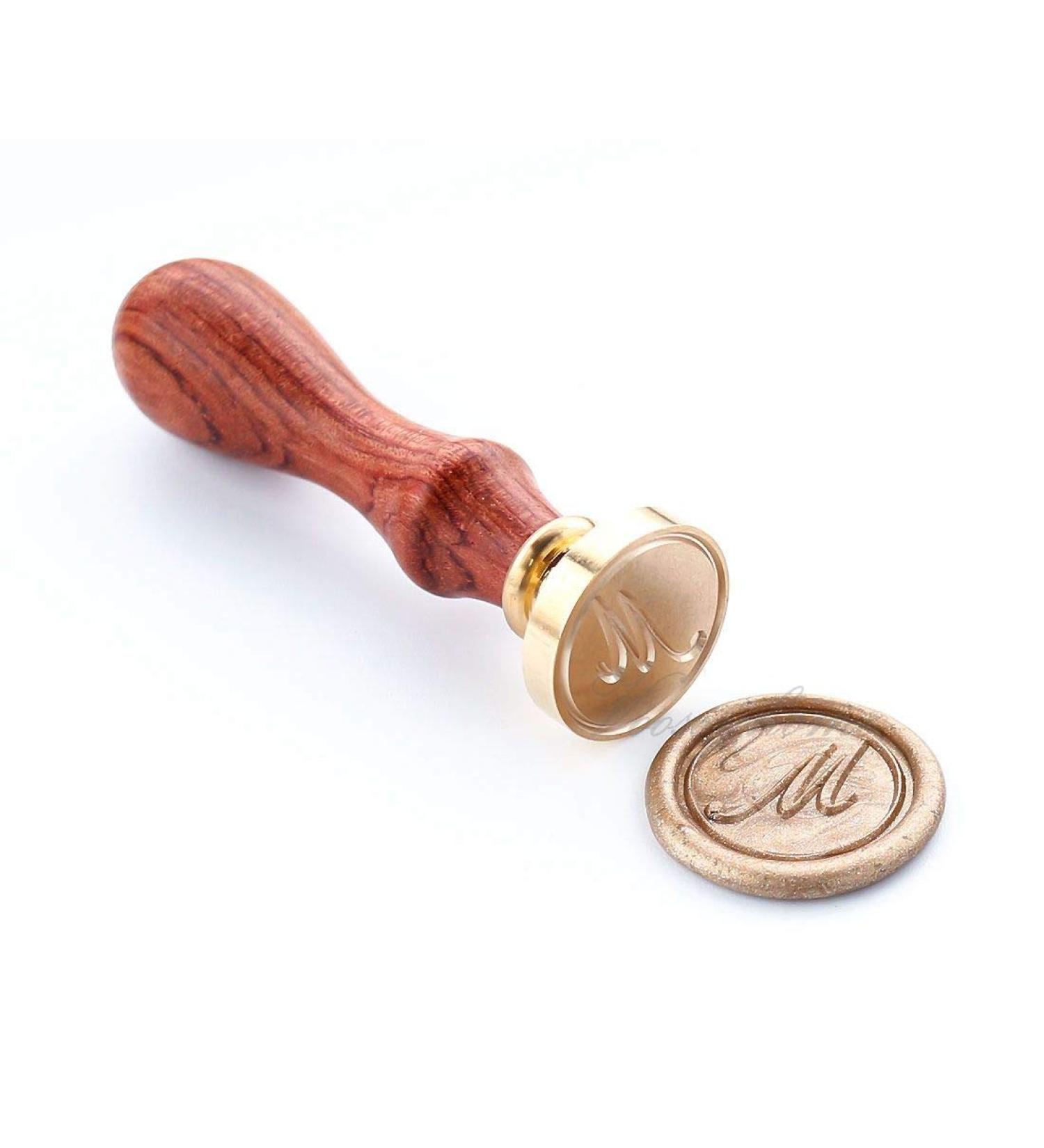 VOOSEYHOME Initial Letter Handwritten Alphabet M Wax Seal Stamp with Rosewood Handle Decorating on Gift Packing Invitation Mail Envelope Card Book for Birthday Themed Parties Weddings Signatures Letter M - Buy Online on GoSupps.com