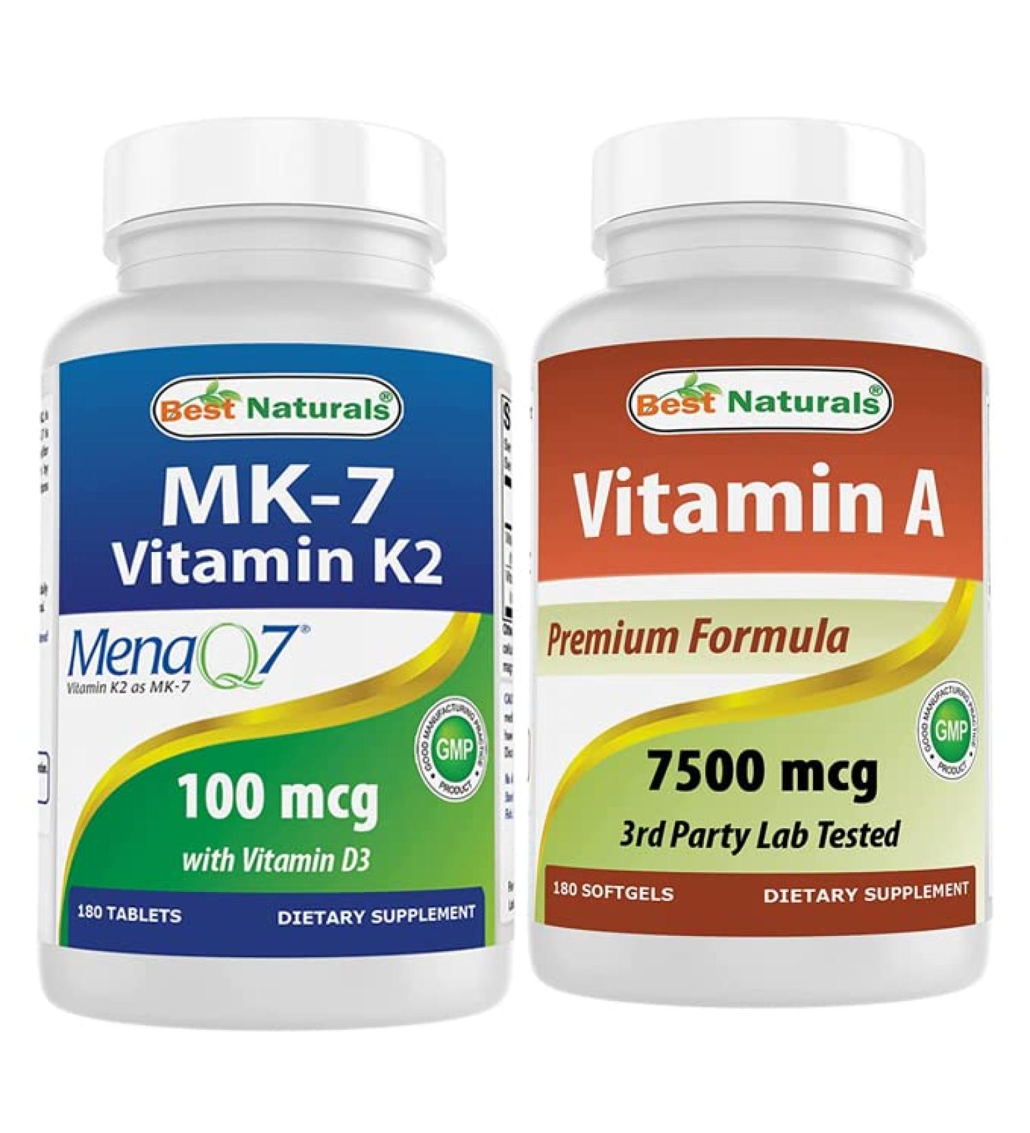 Best Naturals Vitamin K2 (MK7) with D3 & Vitamin A 25000 IU - Buy Online on GoSupps.com