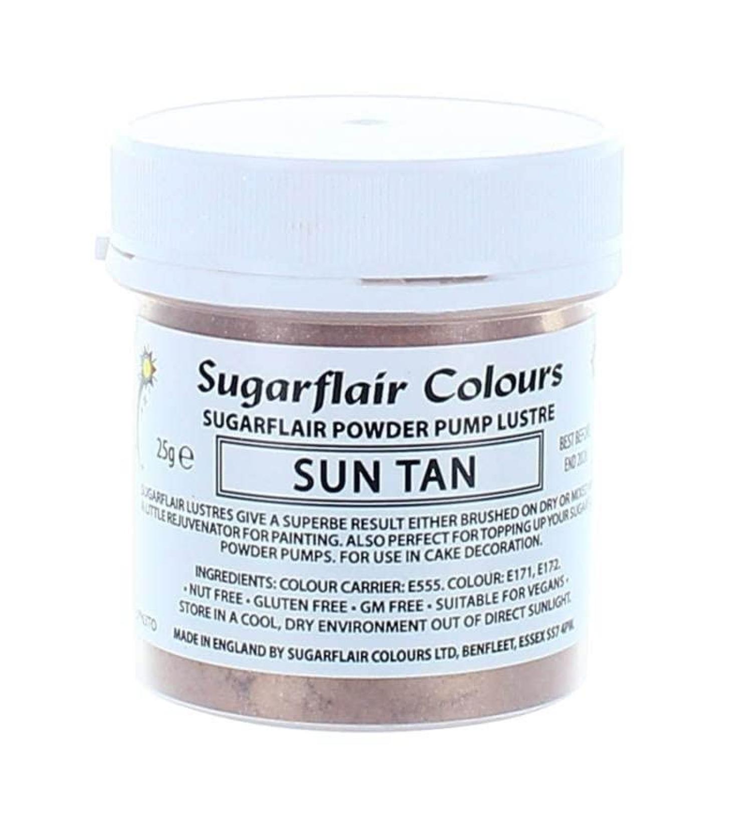 Sugarflair Colours Edible Power Pump Lustre - Sun Tan - Food Colouring Powder Edible Colour Dust Brush On Spray or Add Rejuvenator to Create Eye-Catching Paint Effect - 25g