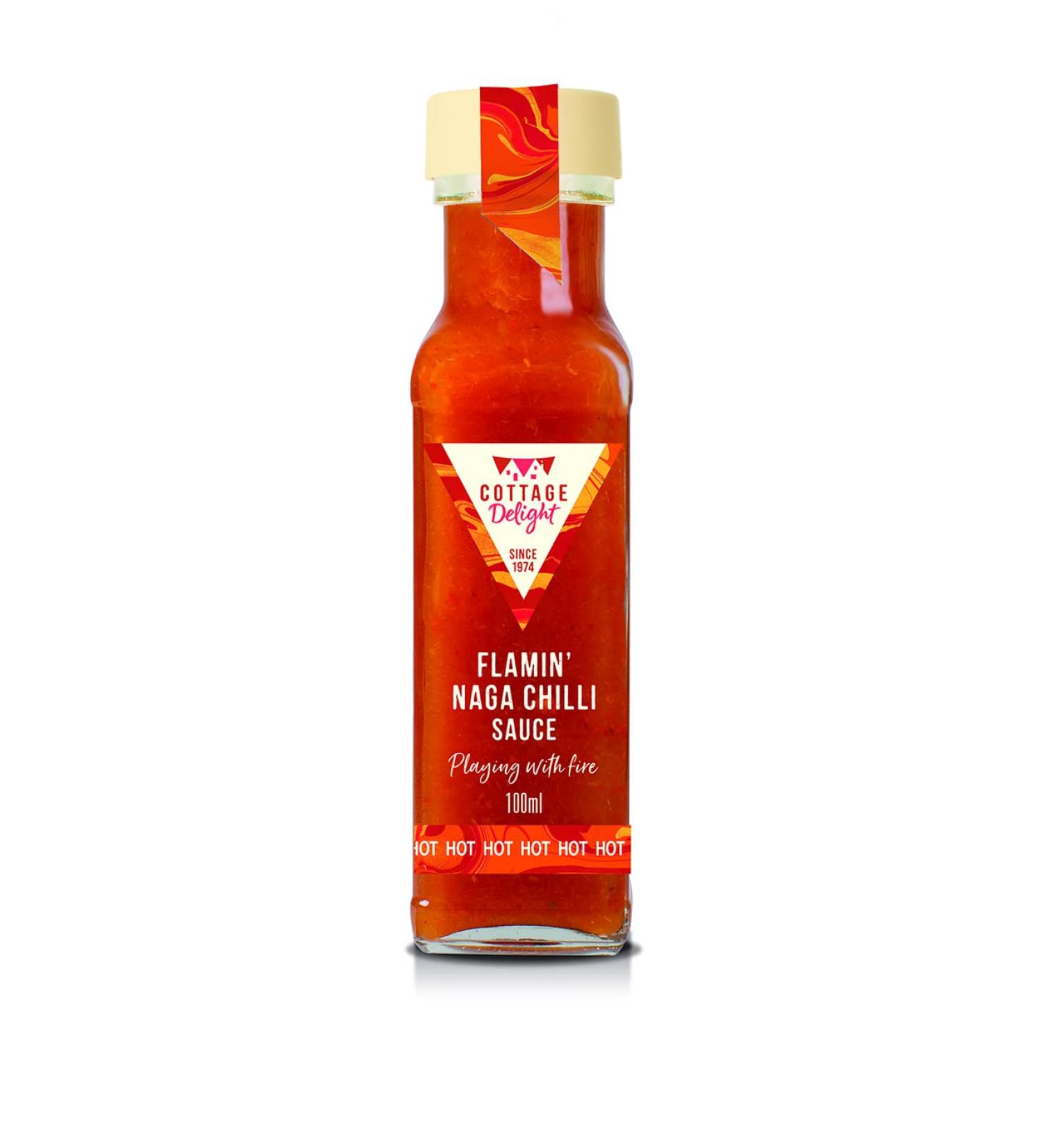 Cottage Delight - Flamin Naga Chilli Sauce - 100ml Orange - Buy Online on GoSupps.com