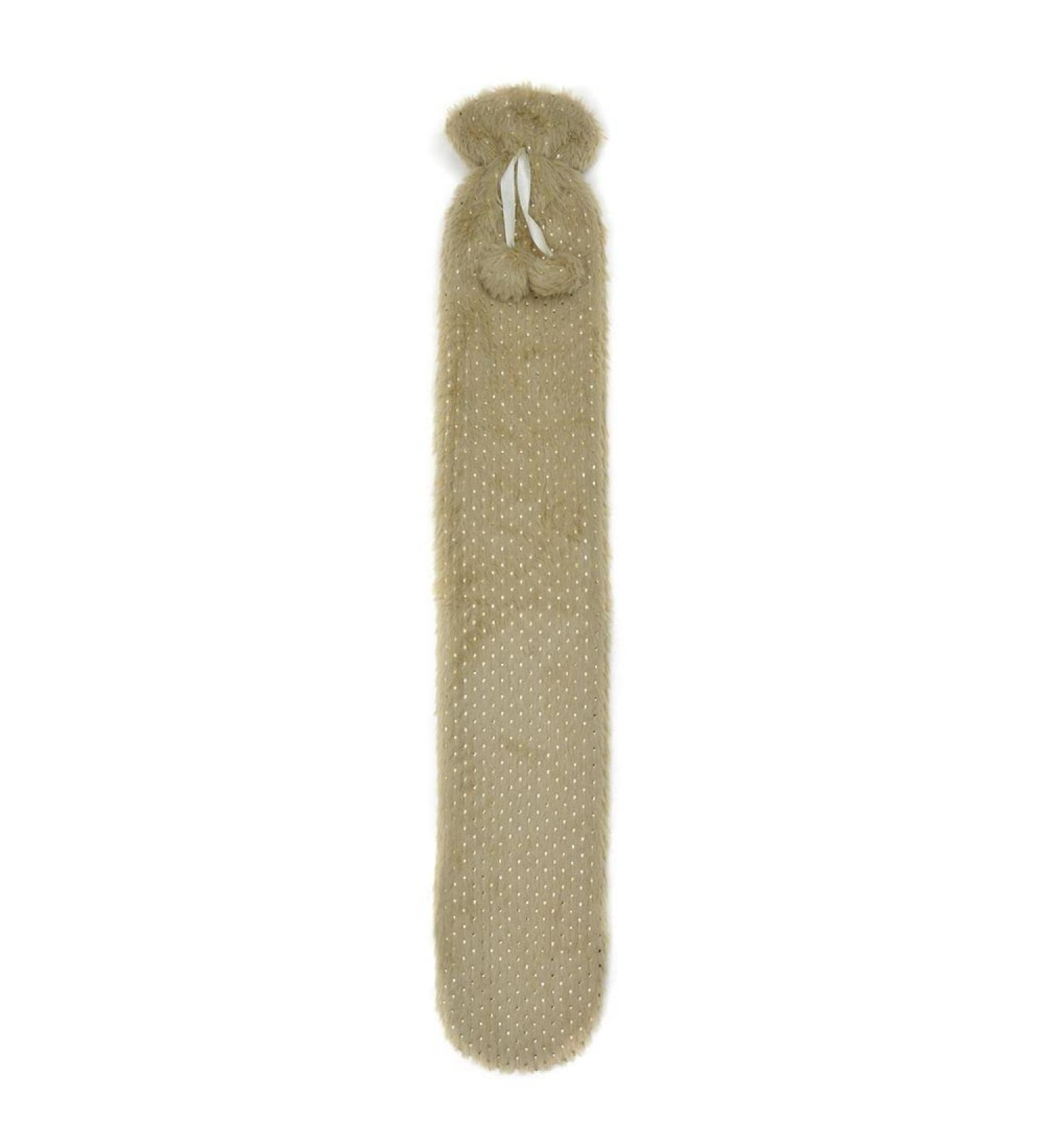 Extra Long Plush Gold Spotty Hot Water Bottle & Cover Beige Brown - Buy Online on GoSupps.com
