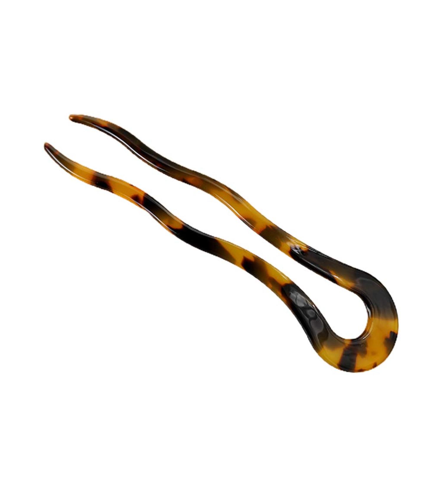 French Twist Hair Stick Clip Vintage Celluloid Acetate Large Wavy U-Shaped Hairpin Tortoise for Shell Updo Chignon Pin Bun Holder Barrette Styling Accessories 5 - Buy Online on GoSupps.com
