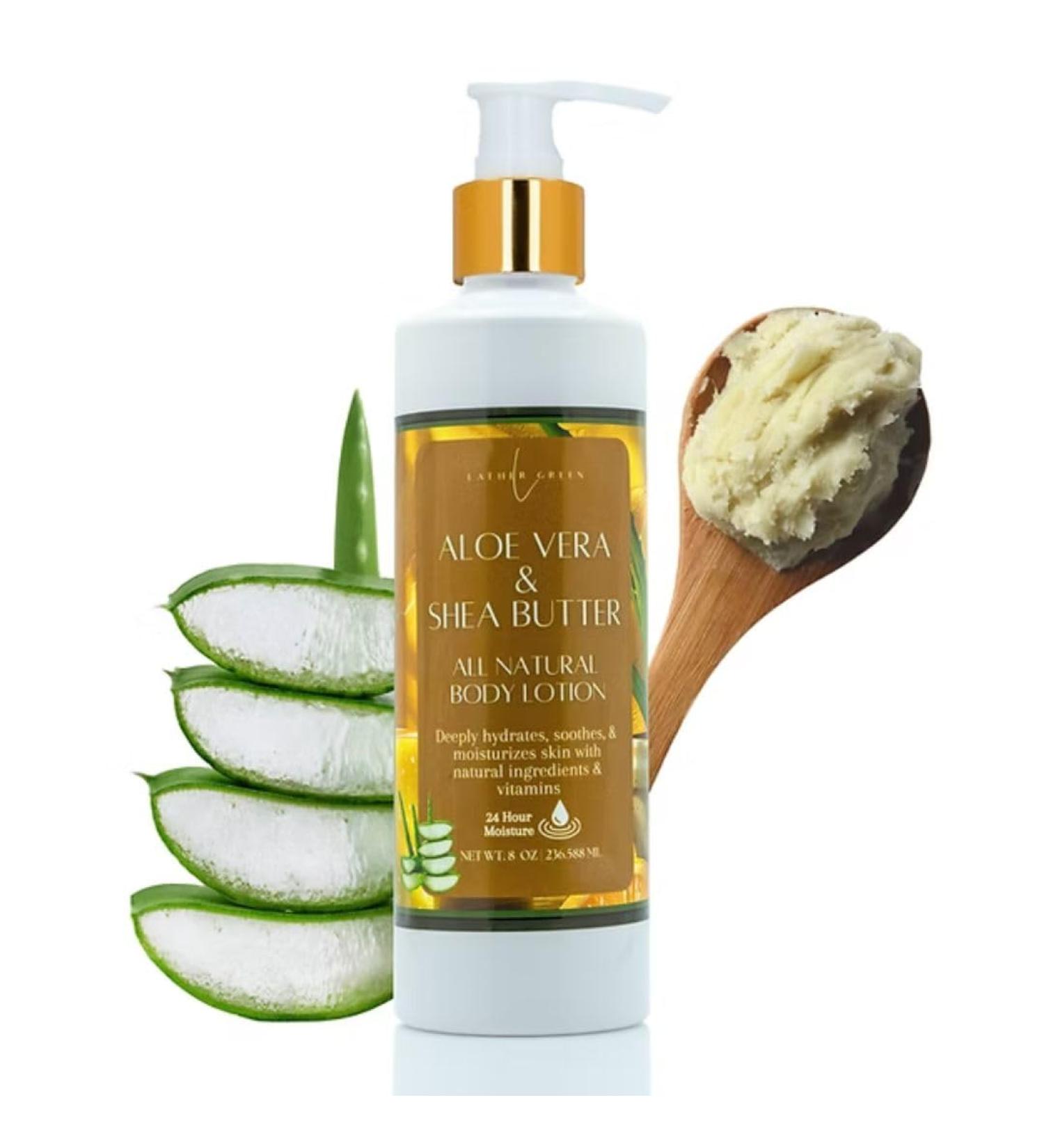 Lather Green - Aloe Vera & Shea Butter Natural Body Lotion for Deep Hydration & Skin Soothing 8 oz - Buy Online on GoSupps.com