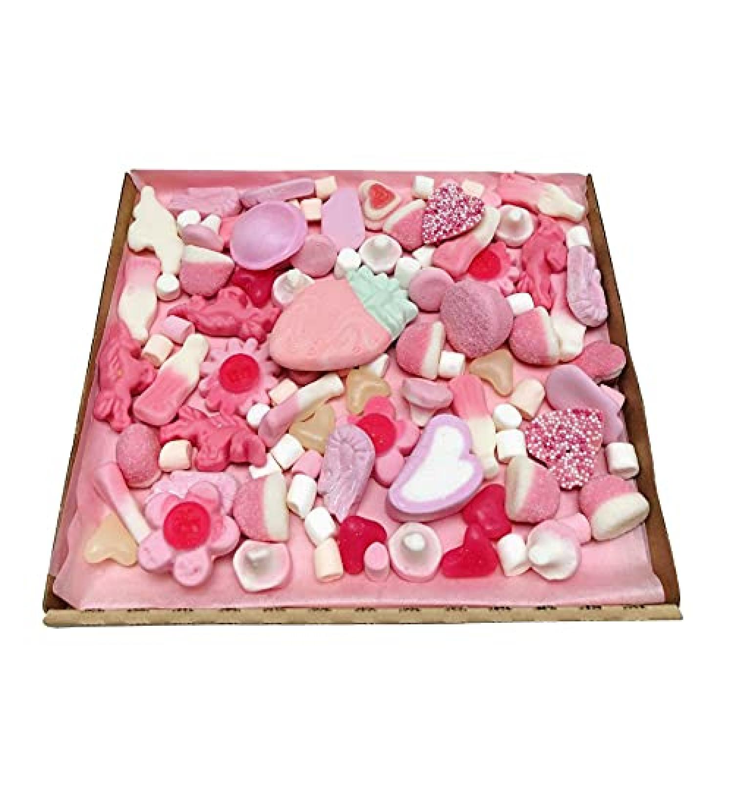 Mother's Day Pink Pick N Mix Sweets Gift Box Hamper Retro Sweet Present 300g - Gift Wrapped - Personalised Gift Tag Message (Just The Sweets) - Buy Online on GoSupps.com