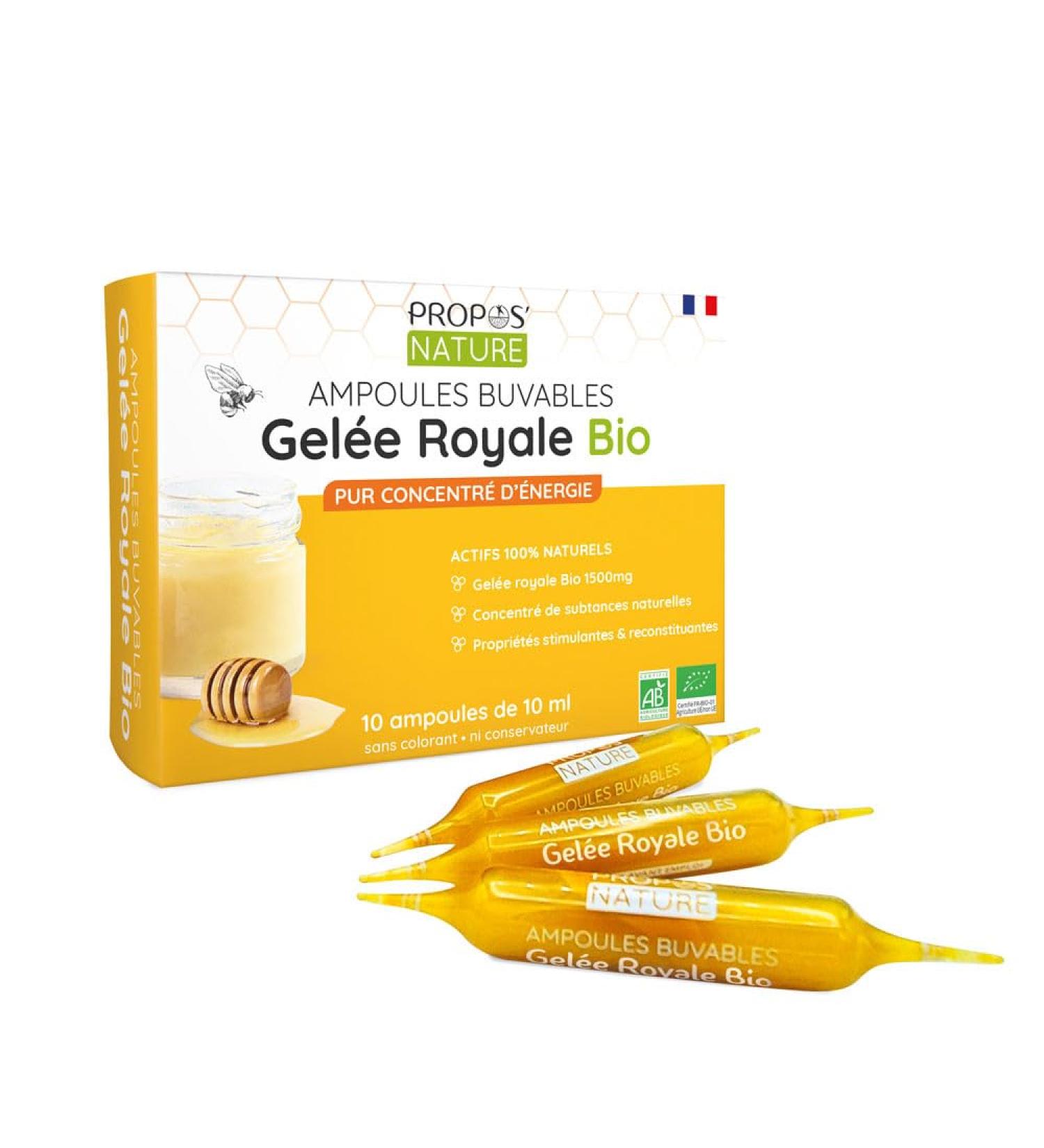  PROPOS'NATURE Organic Royal Jelly in ampoules - 1500 mg dose - 10 x 10 ml ampoules - Certified Organic - No colorings or preservatives - Aroma - Buy Online on GoSupps.com