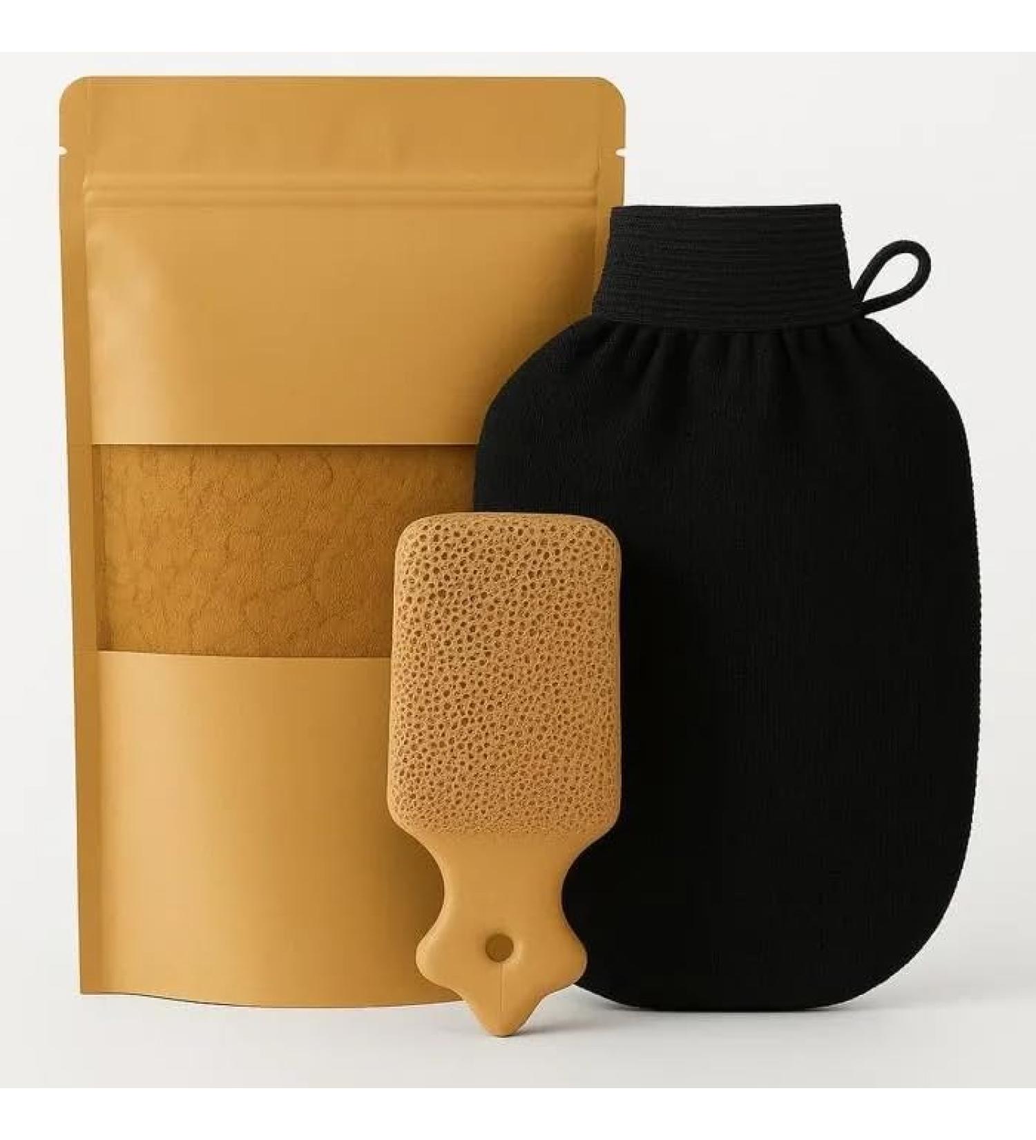 VITALIA Purifying Moroccan Hammam Pack 100g Tabrima Powder + Exfoliating Kessa Glove + Natural Pumice Stone