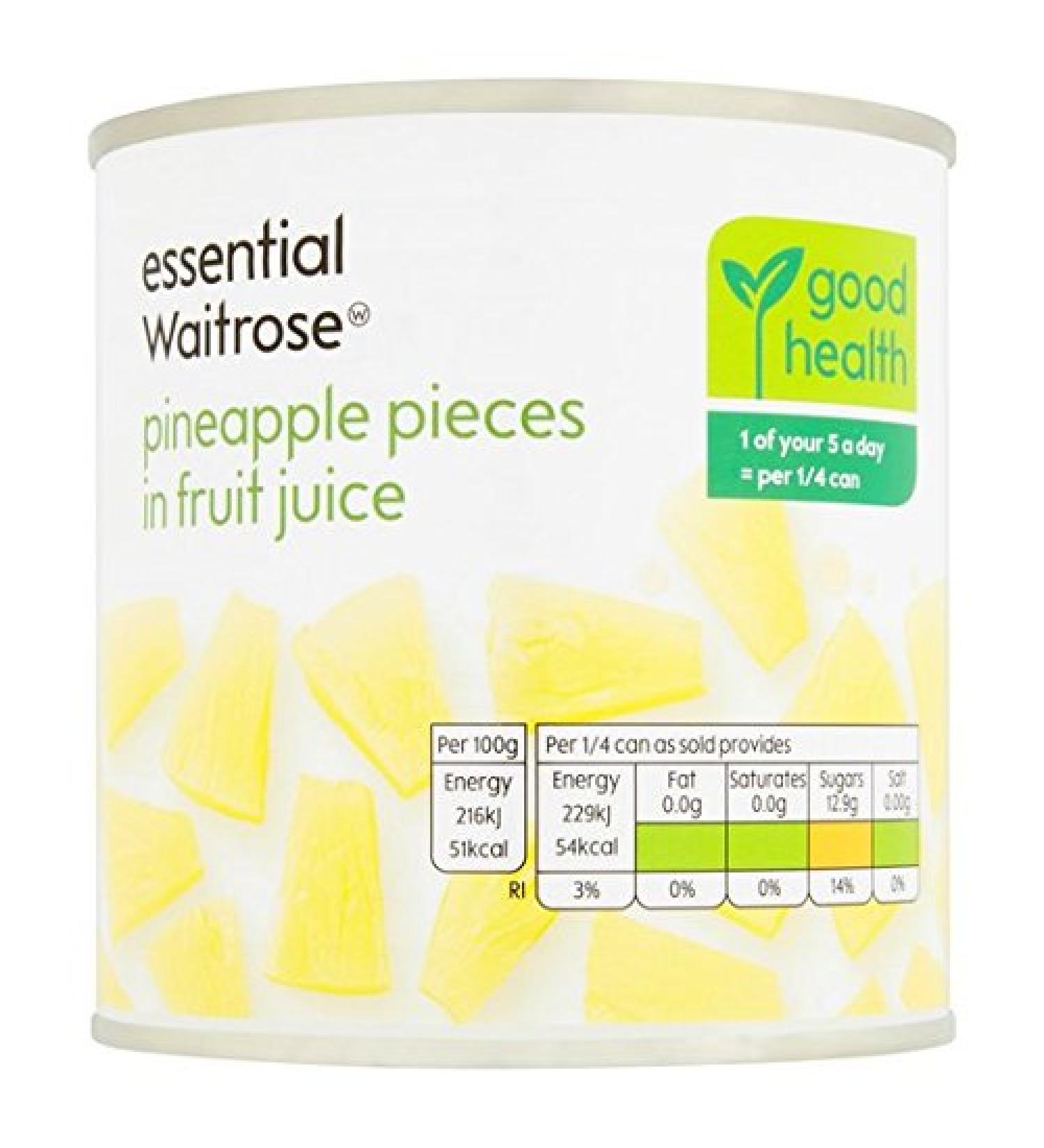 Waitrose Waitrose Pineapple Pieces in Fruit Juice Essential 425g