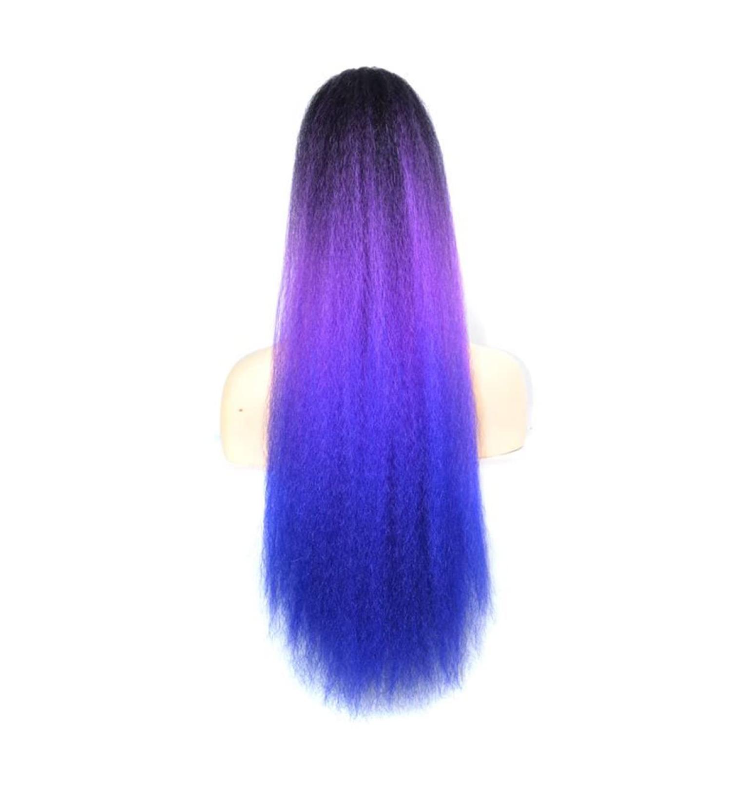 56 cm long fluffy ponytail hair part long corn broom ponytail extensions for women and girls natural ponytail cord strain hair parts (black/violet/blue)