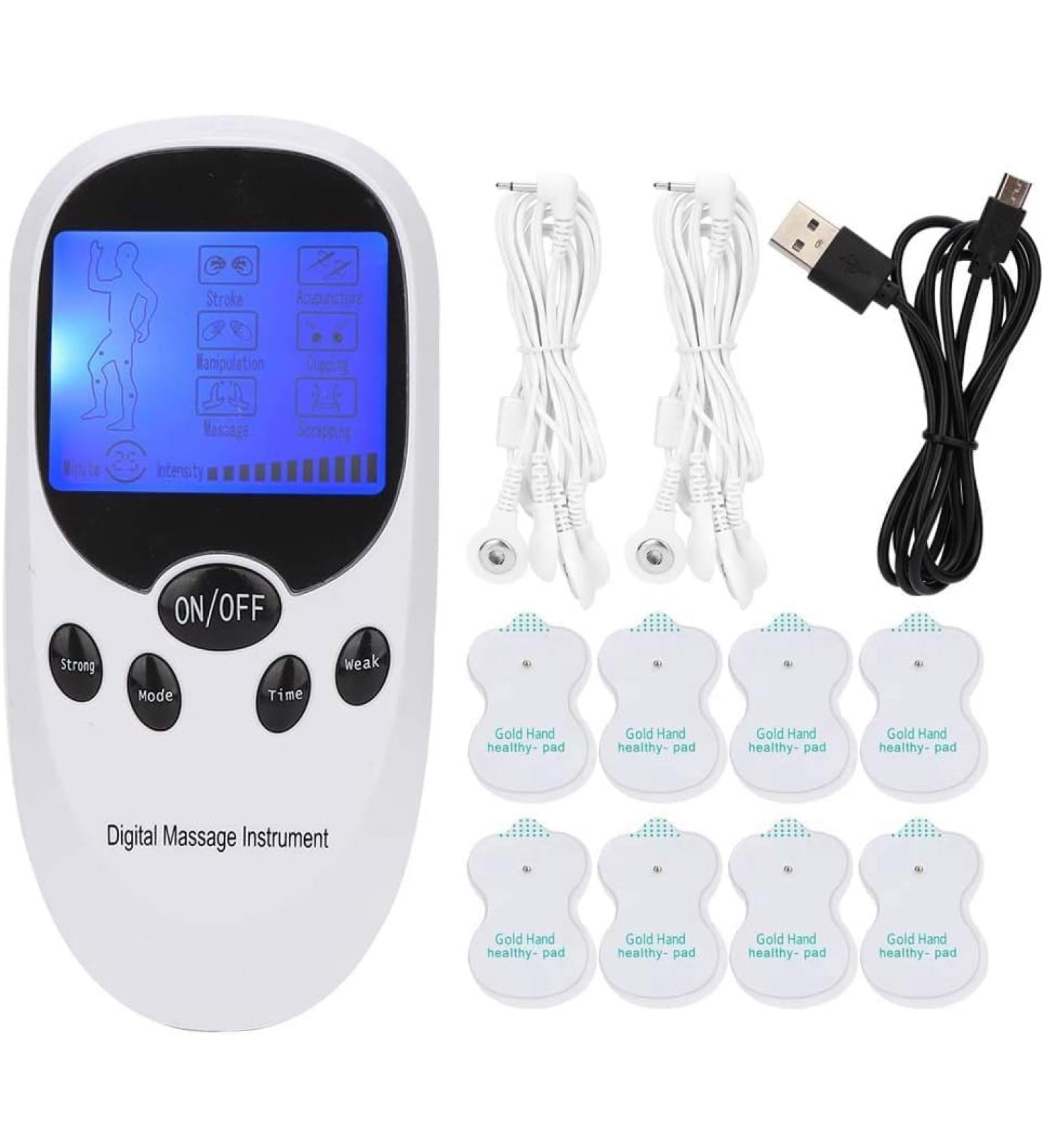 TENS Device for Pain Therapy - 2 Channels Muscle Stimulator with 8 Electrodes Pads | Effective Muscle Building & Pain Relief - Buy Online on GoSupps.com