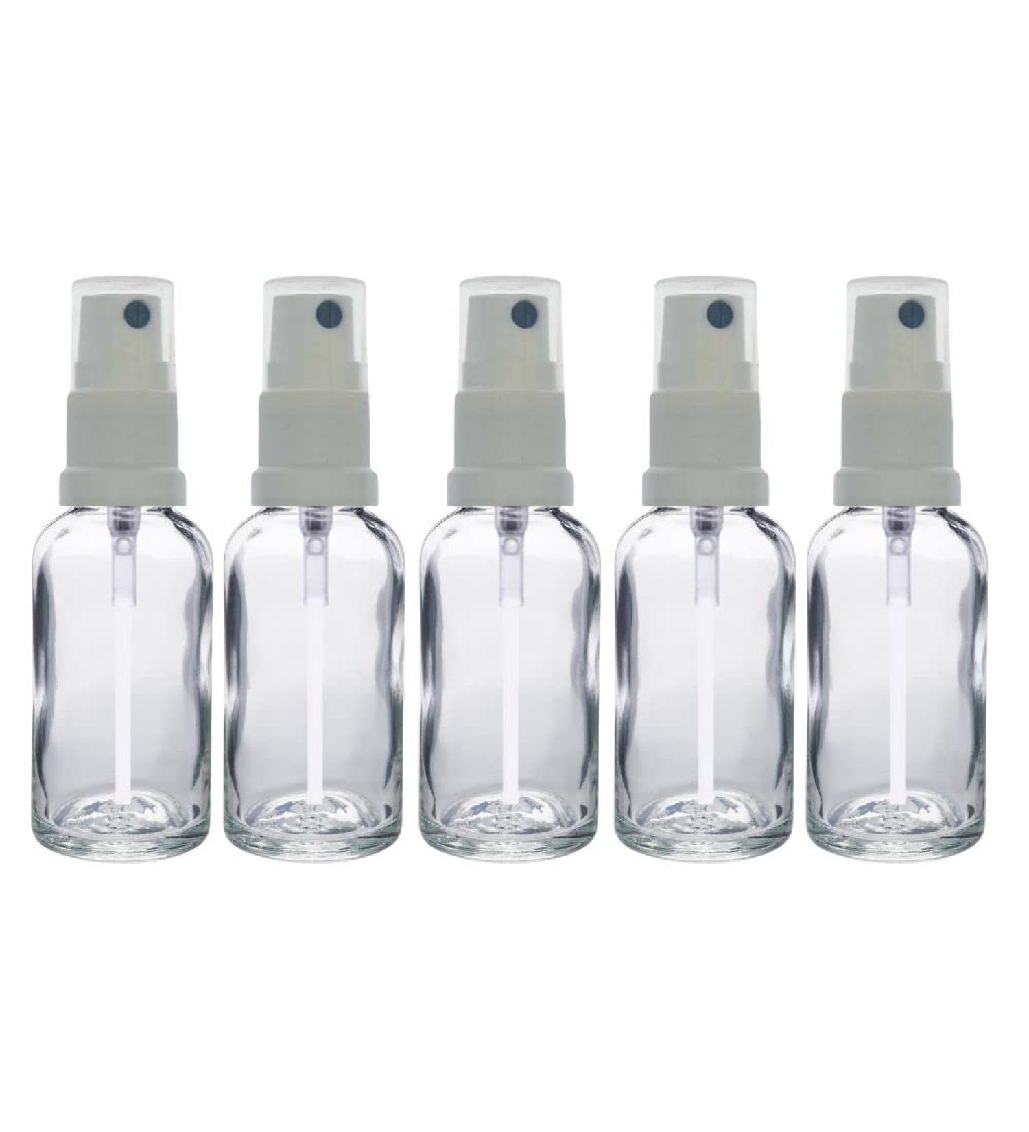 5 x 30ml Clear Glass Spray Bottles with Pump & Cap | Pharmacy Quality Europe Compliant Atomizer - Buy Online on GoSupps.com