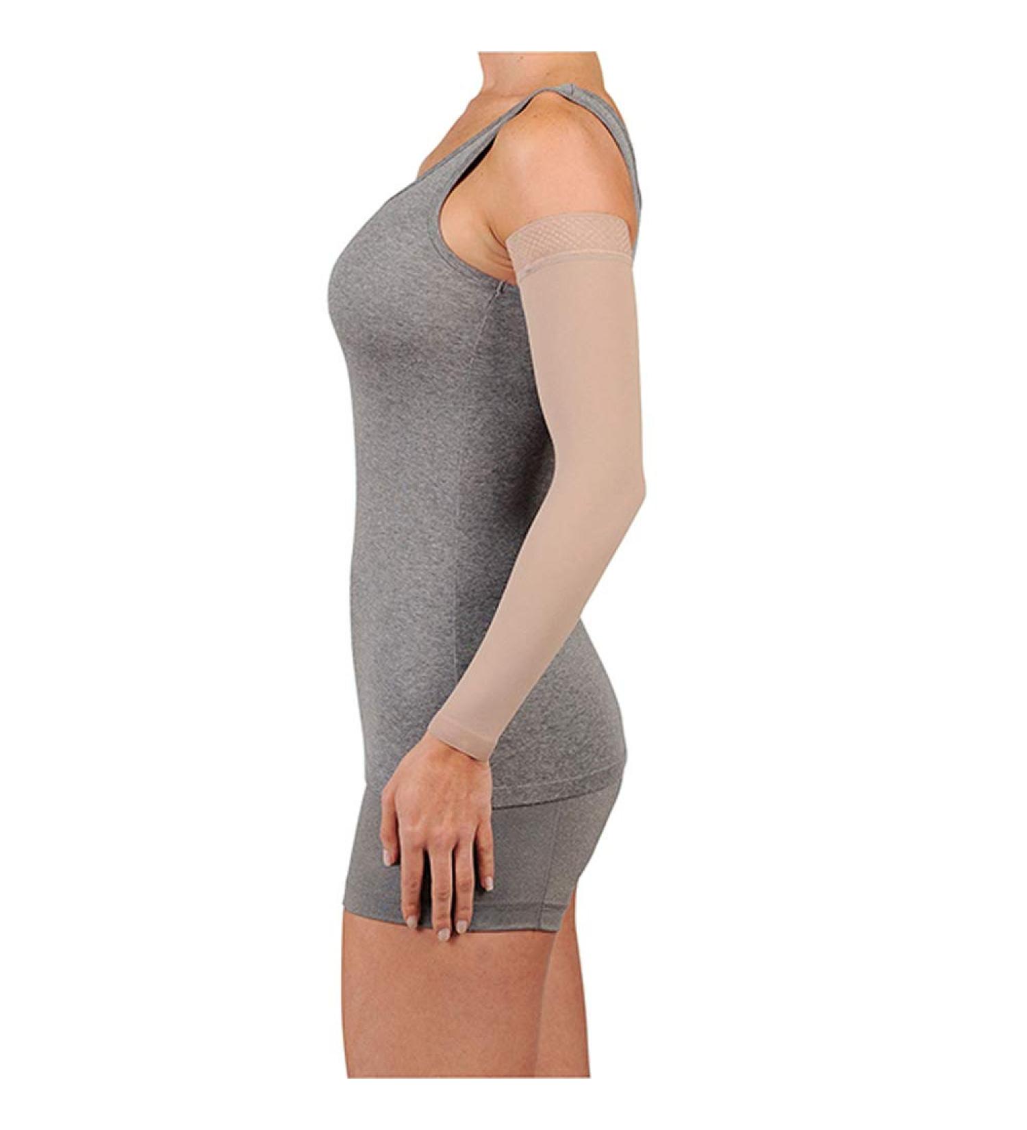 Juzo Dynamic Varin 3512 30-40mmhg Armsleeve with Silicone Top Band for Women 1 (I) Regular Beige