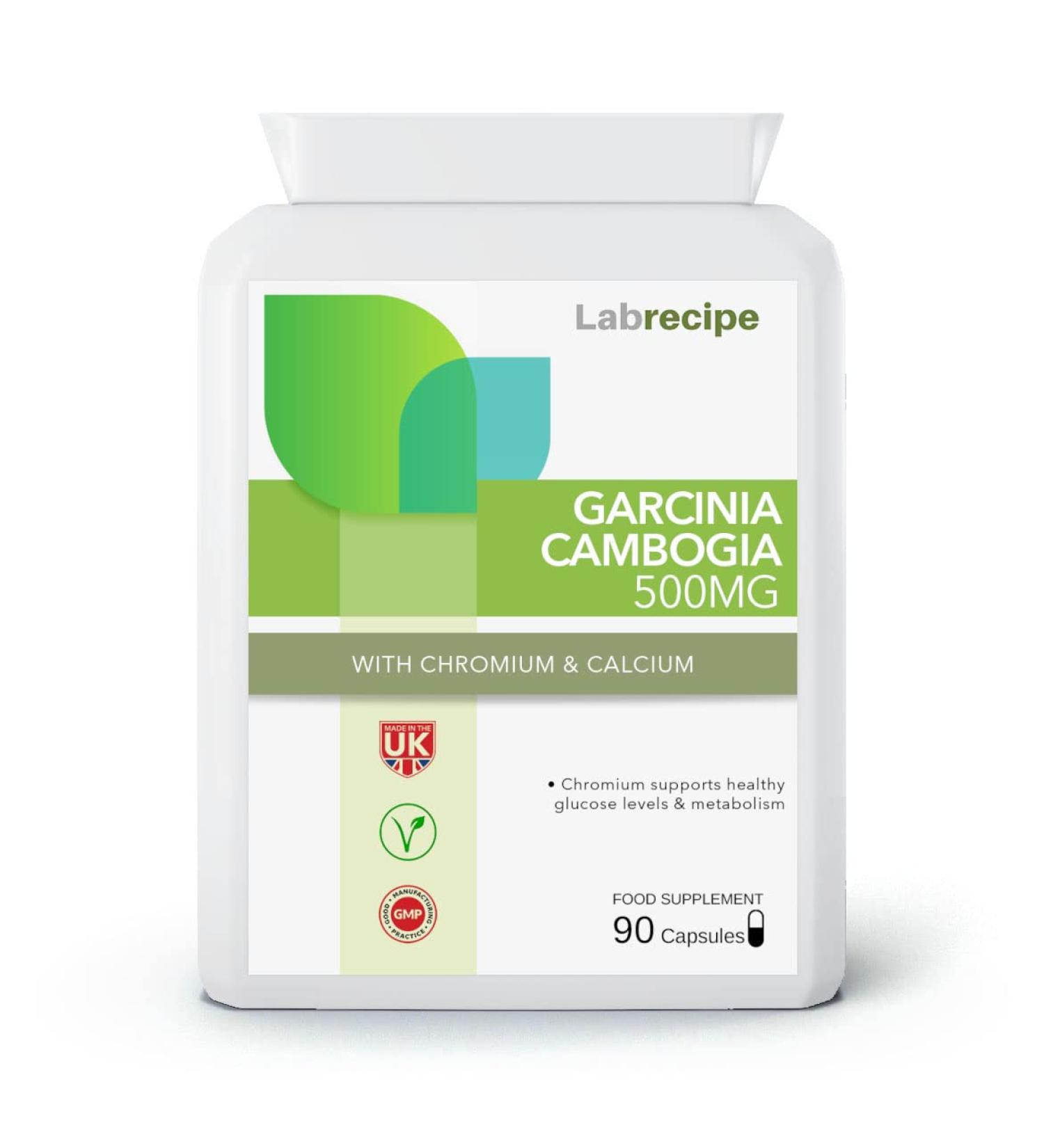 Garcinia Cambogia 500mg Capsules for Weight Loss and Flat Tummy Herbal Supplement with Chromium 90 Caps 1 Month Supply Non-GMO UK GMP Certified - Buy Online on GoSupps.com