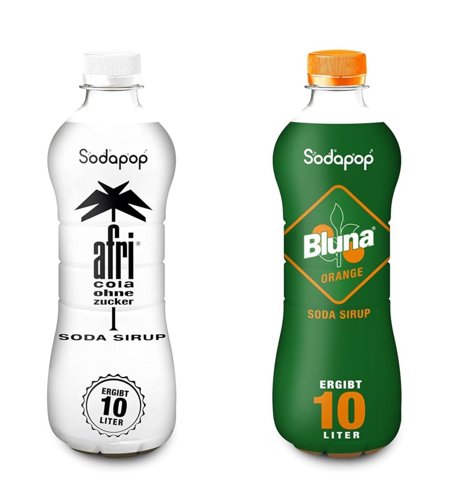 Sodapop Sirup Afri Cola & Bluna Orange Sugar-Free Easy Prep 10L Drink from 500ml | International Shipping - Buy Online on GoSupps.com