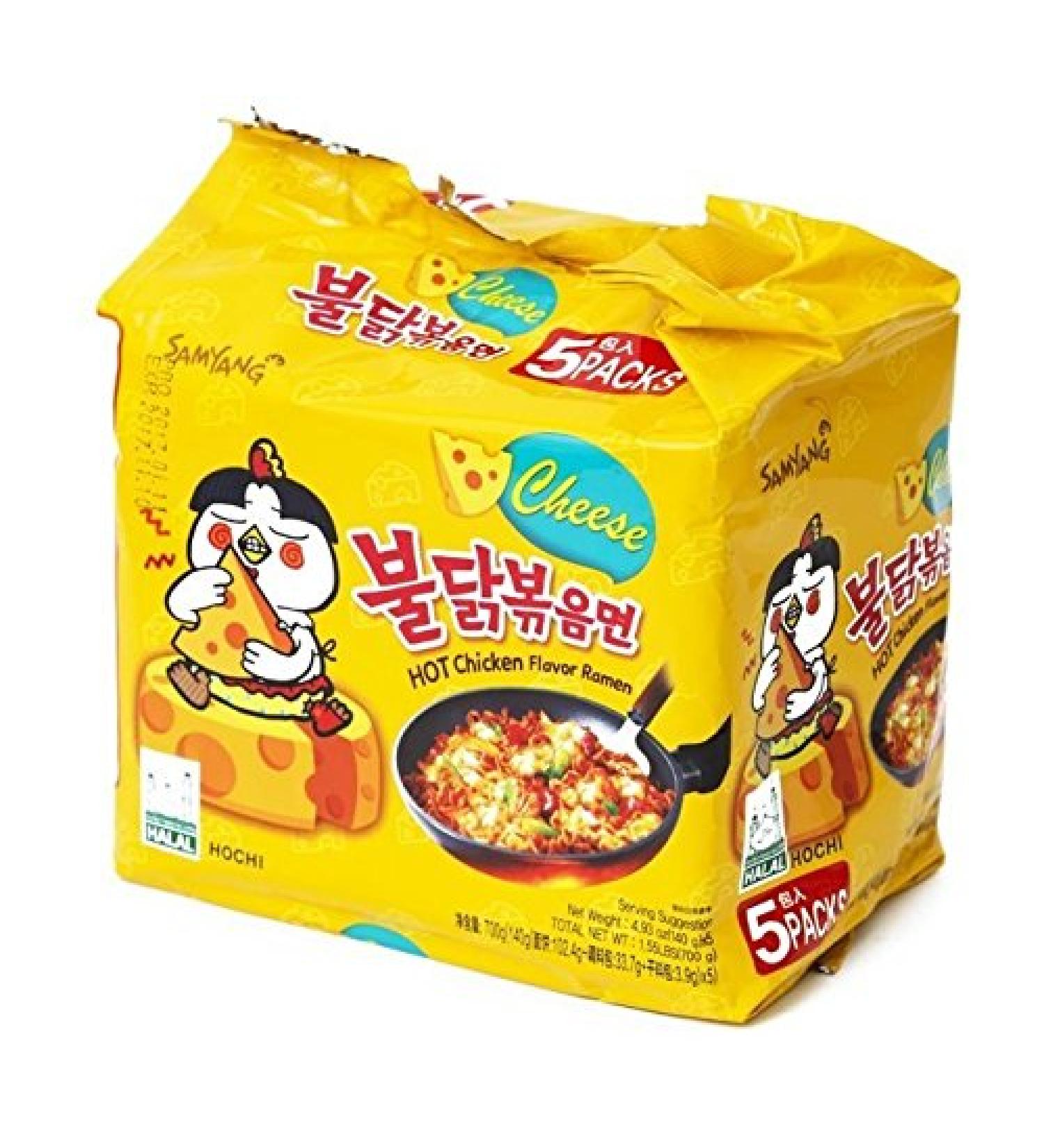 Samyang Fire Hot Cheese Flavored Chicken Ramen Noodles Pack of 5, Korean Noodles cheese 4.93 Ounce (Pack of 5)