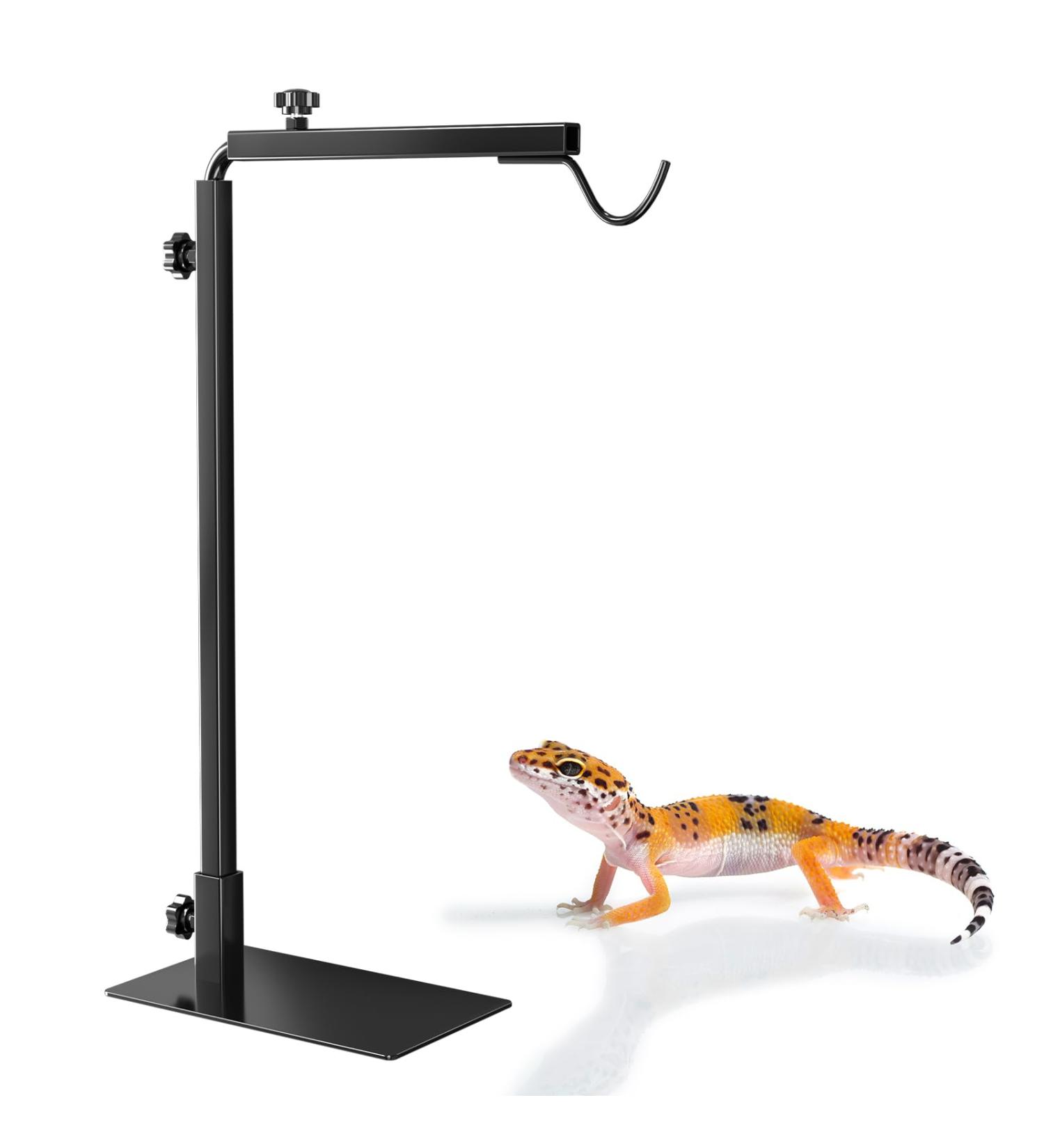 BrightArk Adjustable Reptile Heat Lamp Stand | Small Dome Lamp Bracket for Tortoise, Lizards, Bearded Dragon | 14-24 Inches Hanging Light Stand | Black - Buy Online on GoSupps.com