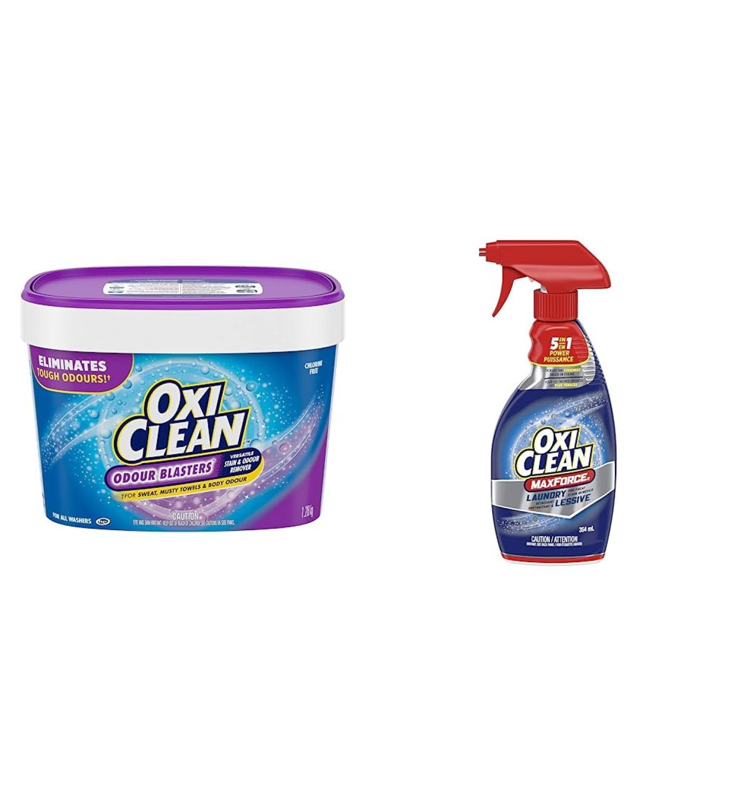 OxiClean Odour Blasters Powder (1.28-kg) + OxiClean MaxForce Laundry Stain Remover Spray (354 mL) Laundry Detergent+ Spray 354-ml - Buy Online on GoSupps.com
