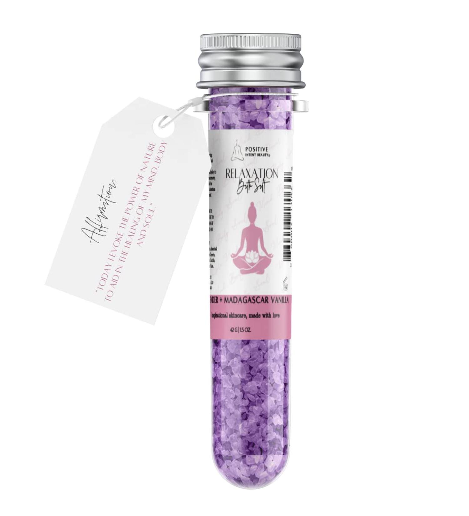 Positive Intent Beauty Lavender Vanilla Bath Soak - 1.5oz | Detoxing Essential Oils for All Skin Types | Graduation Gift Idea - Buy Online on GoSupps.com