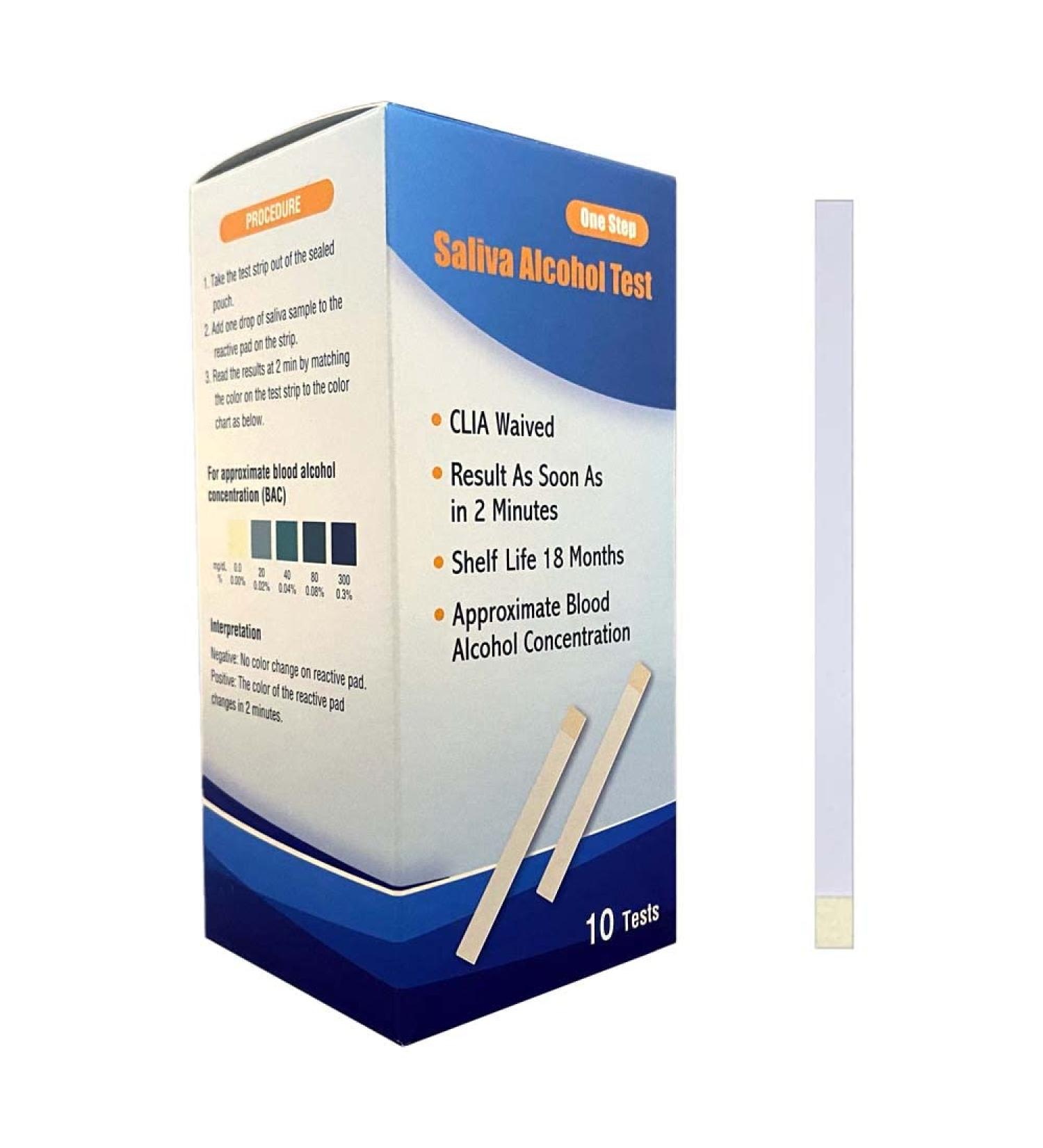 Prime Screen Saliva Alcohol Test Strip - High Accuracy Home Test - 10 Tests, Results in 2 Minutes - Buy Online on GoSupps.com