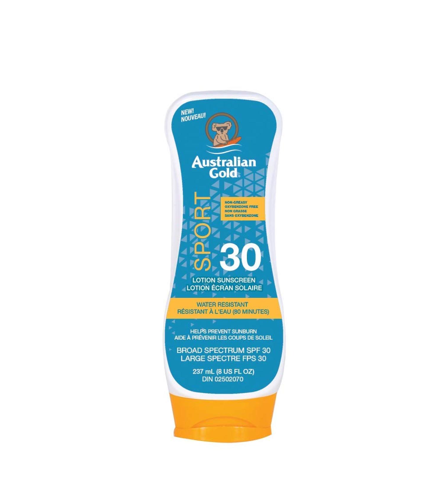 Australian Gold Spf 30 Lotion Sport Fragrance: coastal Breeze is Light Clean and Airy 237 ml. white