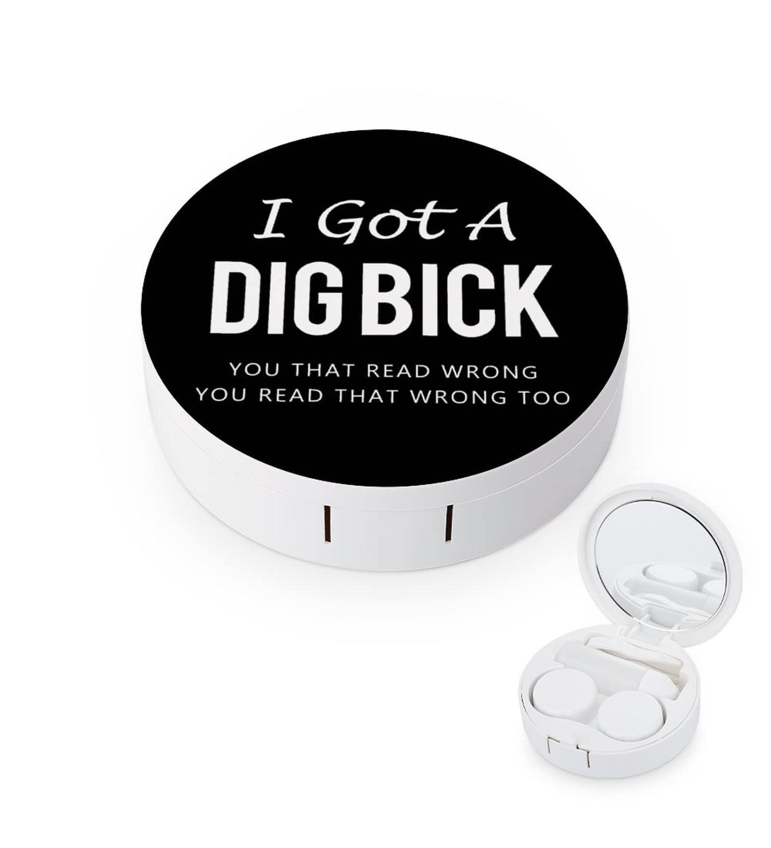 I Got A Dig Bick Round Case For Contact Lens Kit Storage Box with Mirror Printed - Buy Online on GoSupps.com