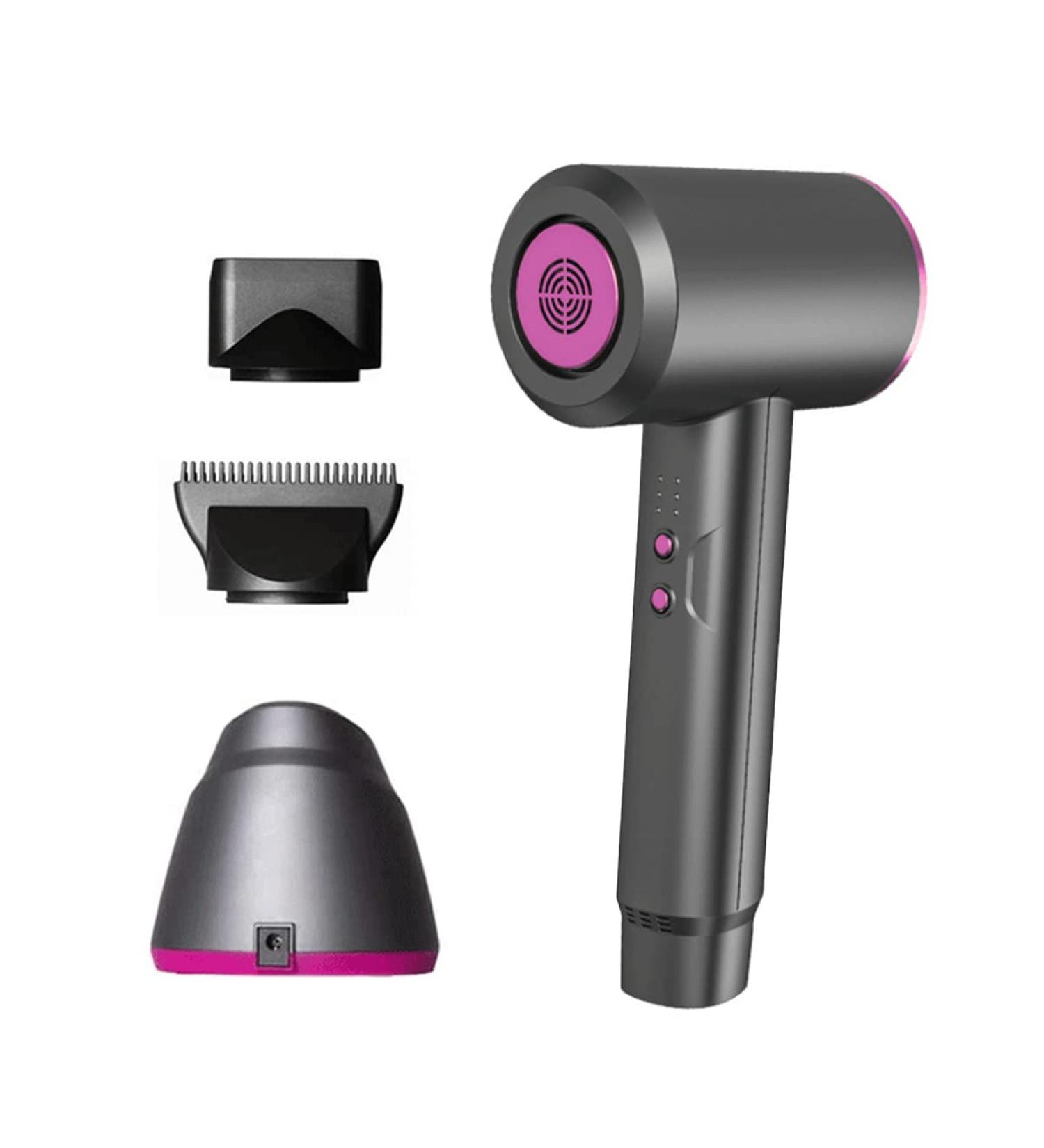 Cordless Hair Dryer Low-Heat Blow Dryer with Magnetic Nozzle Rechargeable Portable Hairdryer for Indoor Outdoor Camping Tourism - Buy Online on GoSupps.com