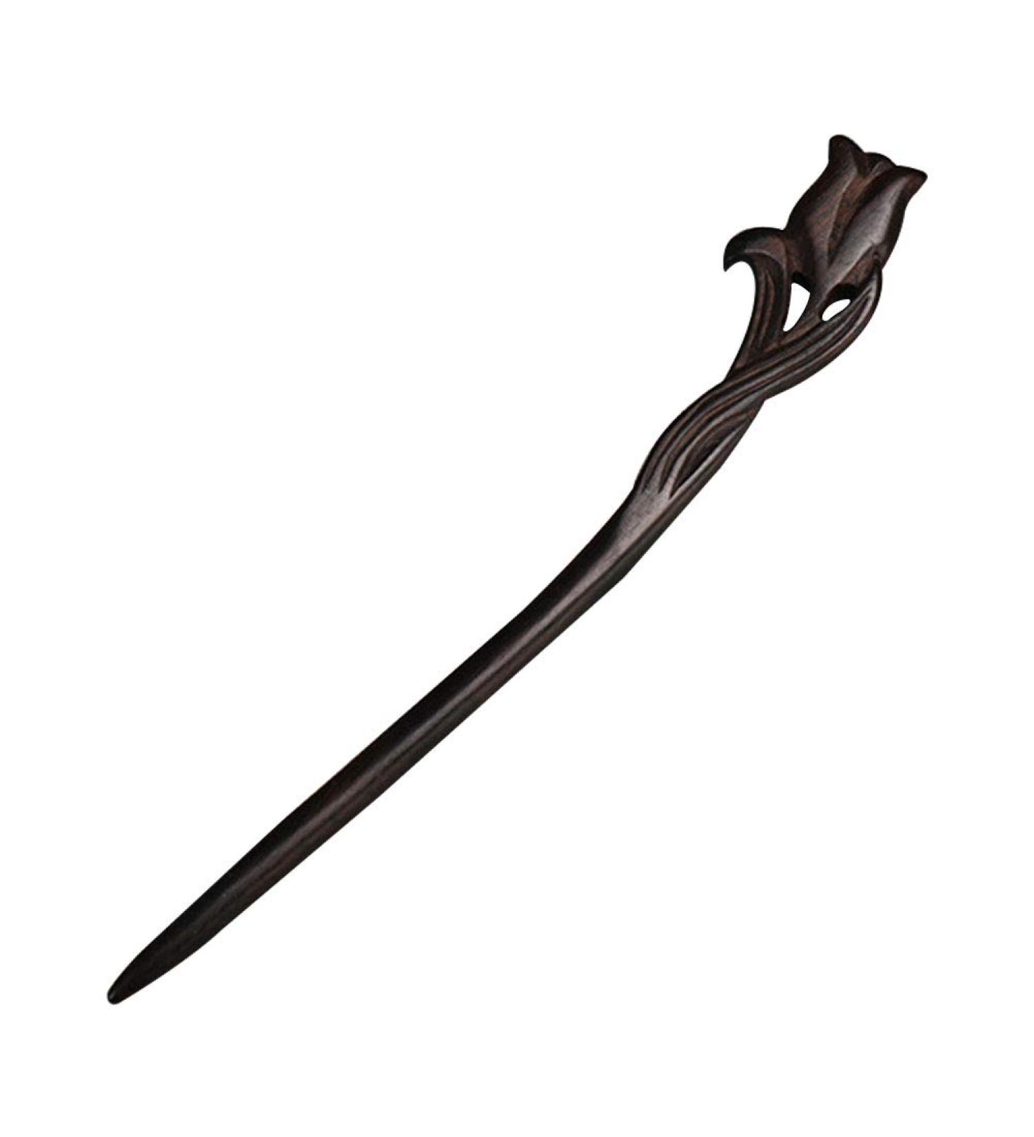 Vintage Handmade Lurrose Ebony Wooden Hair Stick - Tulip Hair Chopstick Decor for Women & Girls - Buy Online on GoSupps.com