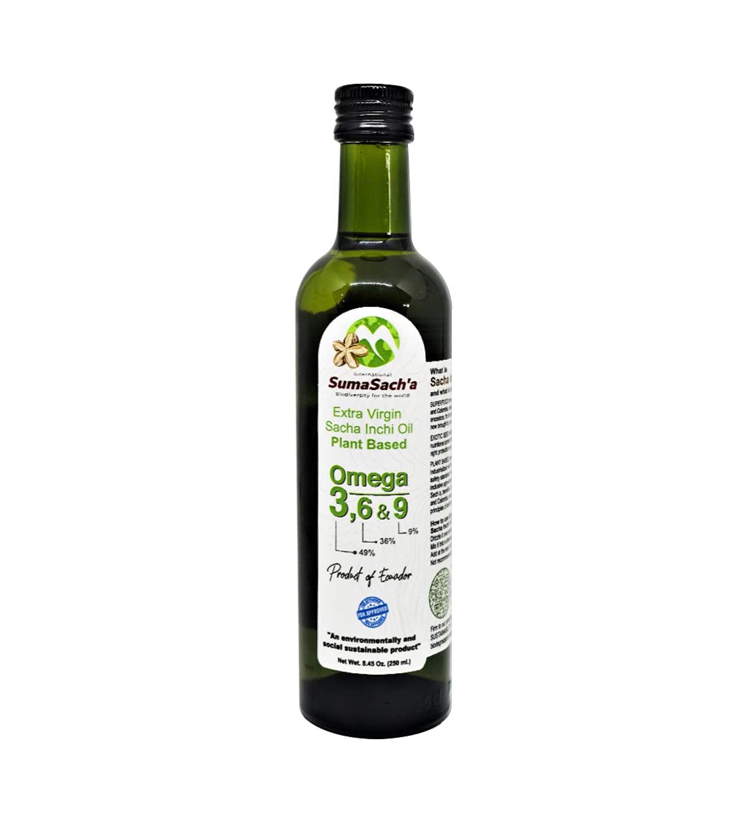 Suma Sach'a Extra-virgin Sacha Inchi Oil 8.45 fl oz - Cold-pressed Superfood Oil - Buy Online on GoSupps.com