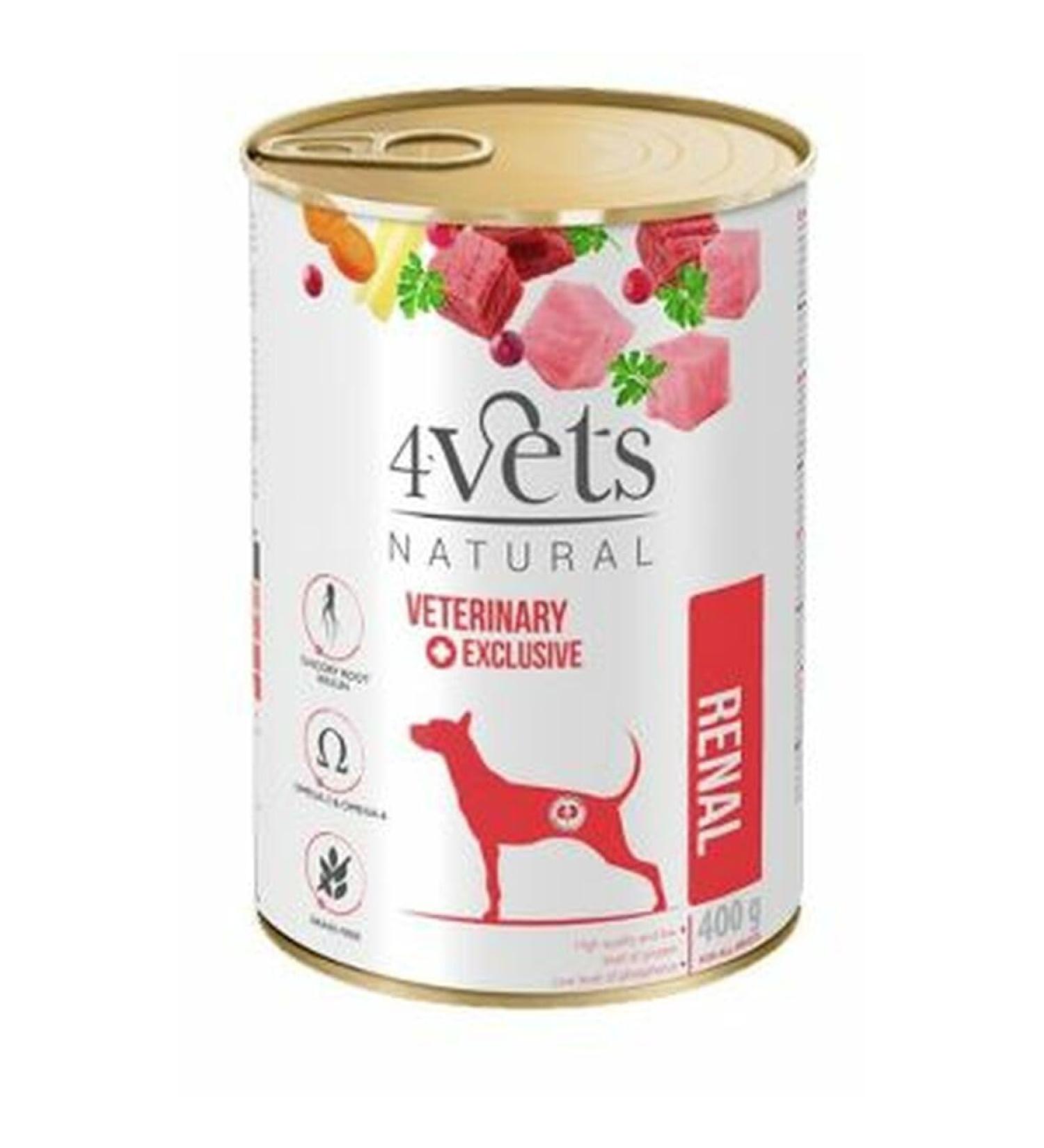 Westho Petfood - 4Vets Renal Premium - Wet food for dogs with renal problems - Grain-free and low fat - Premium protein - Food