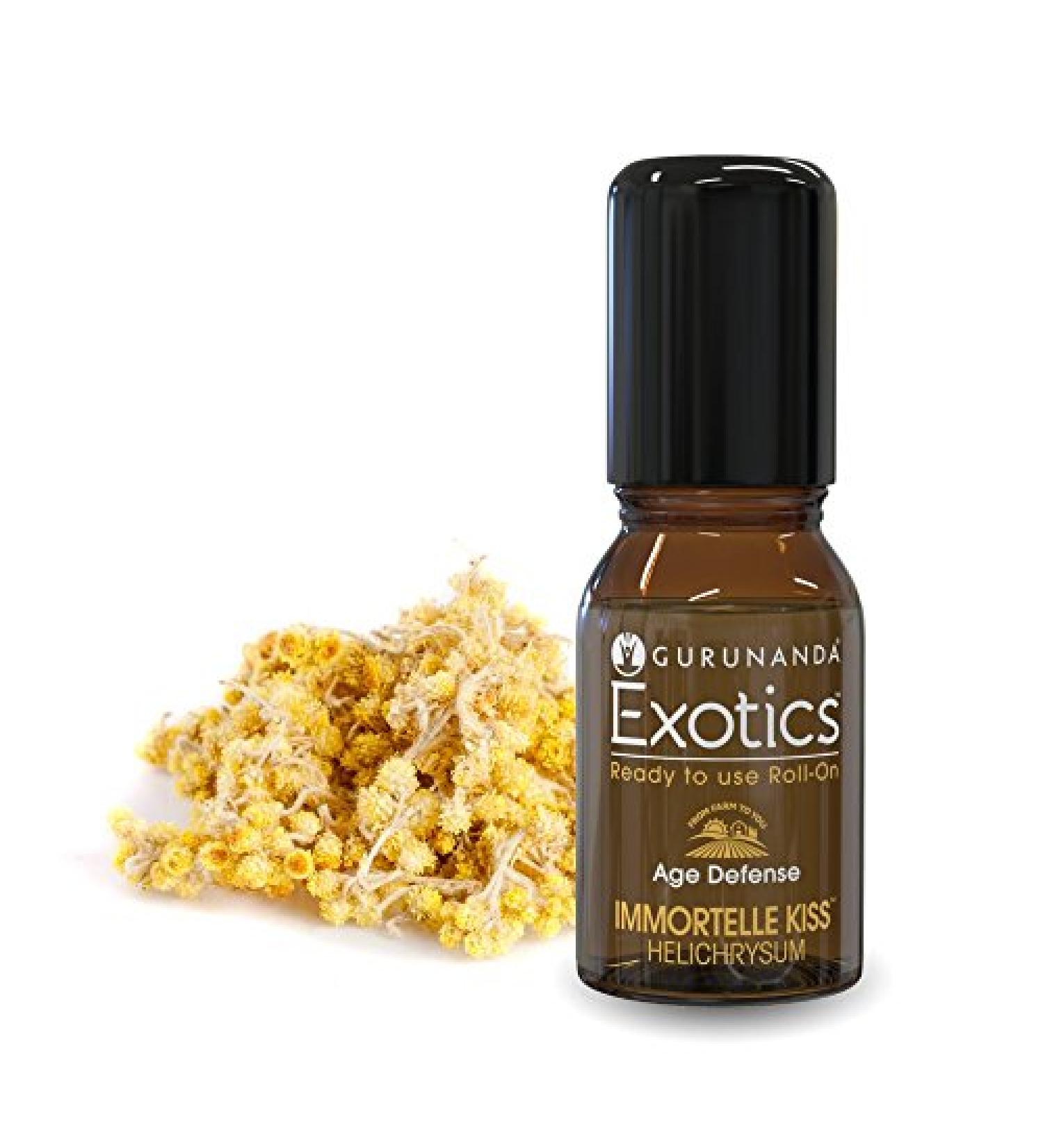 GuruNanda Helichrysum Essential Oil Roll-On - Immortelle - 100% Therapeutic Grade - 10ml - Shop Internationally - Buy Online on GoSupps.com