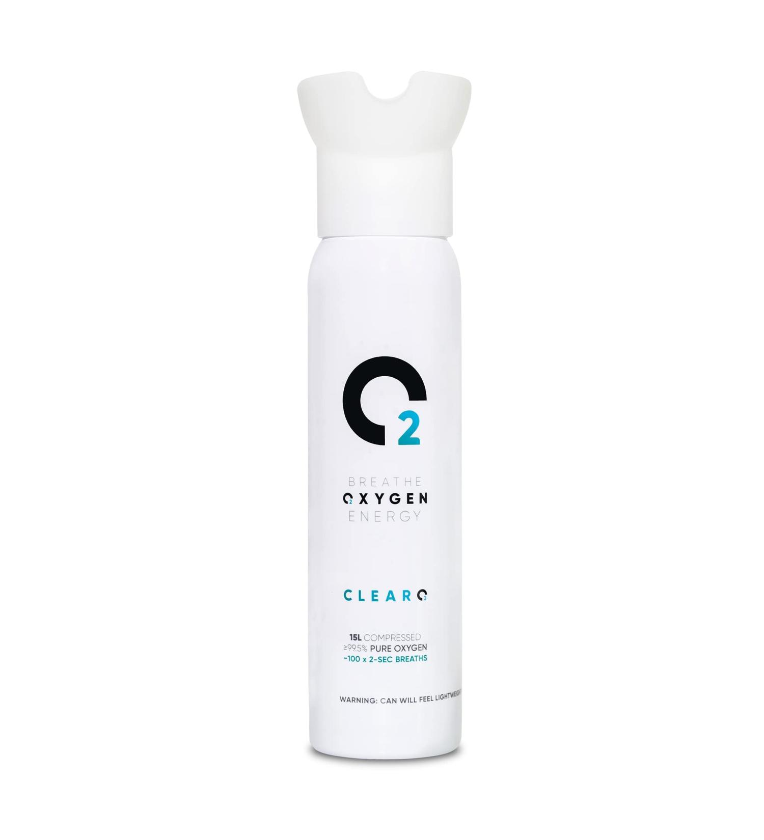 ClearO2 15L Oxygen Can with Inhaler Cap | Pure Breathing Oxygen in a Lightweight Aluminium Canister | Made in Britain 15L (1 Can) - Buy Online on GoSupps.com