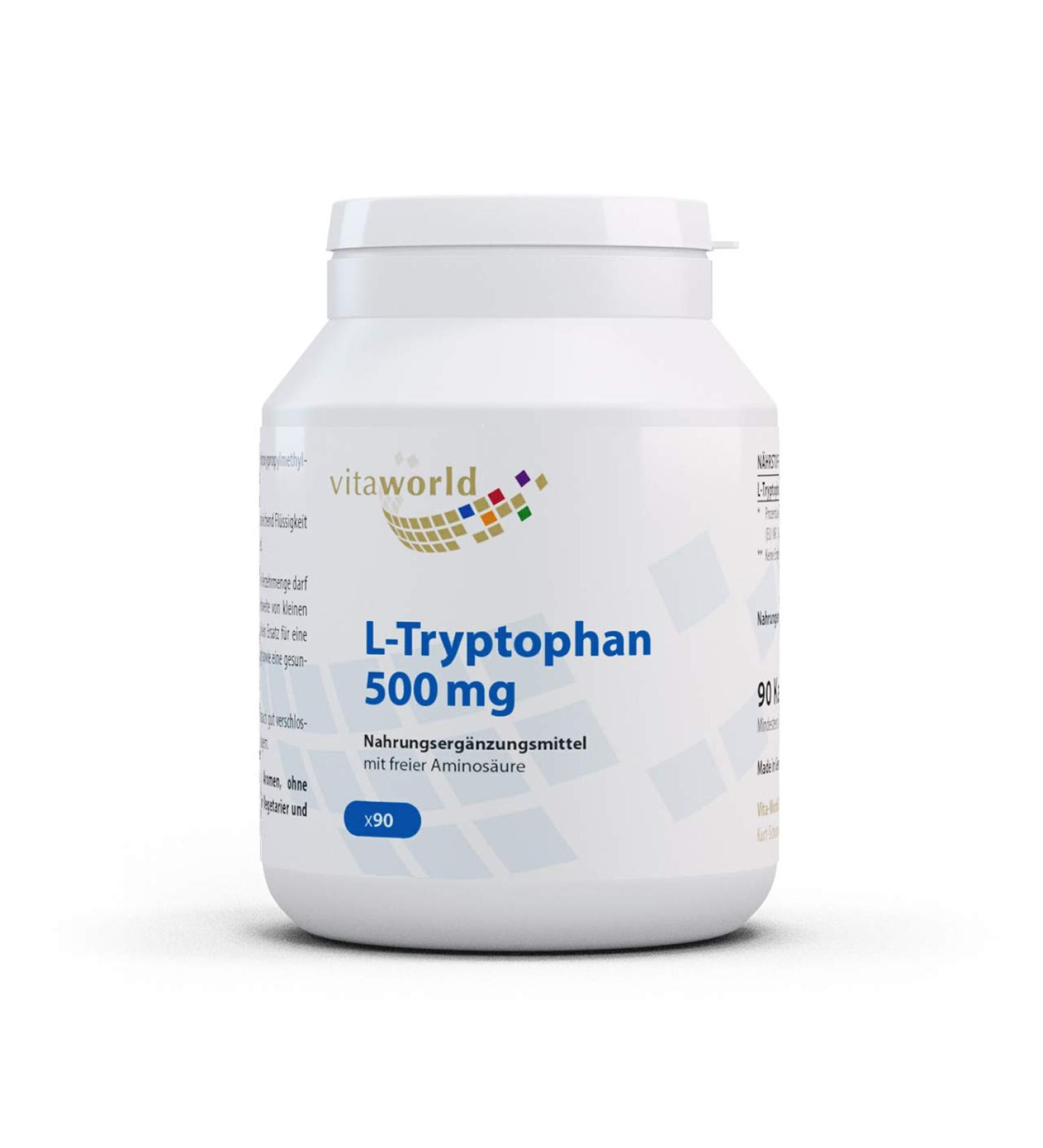 Vita World L-Tryptophan 500mg 90 Vegetarian Capsules Made in Germany - Buy Online on GoSupps.com