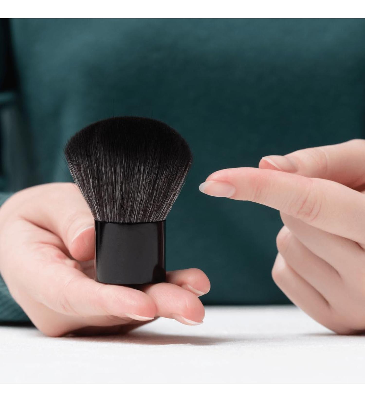 ZAQ Versatile Synthetic Kabuki Brush - Soft Absorbent Compact for Bronzer Powder & Highlighter - Ideal for Wet or Dry Application Travel-Size - Buy Online on GoSupps.com