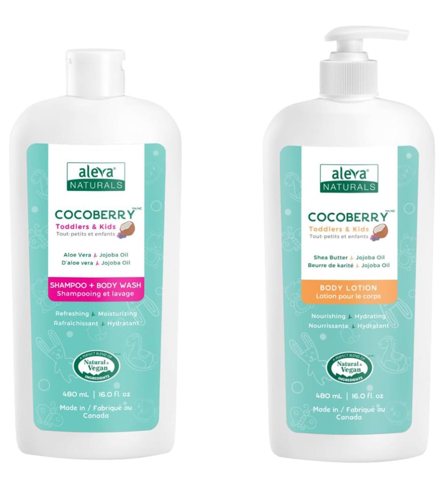 Aleva Naturals COCOBERRY Shampoo & Body Wash & Body Lotion Combo Pack for Kids & Toddlers 480ml X 2 - Buy Online on GoSupps.com