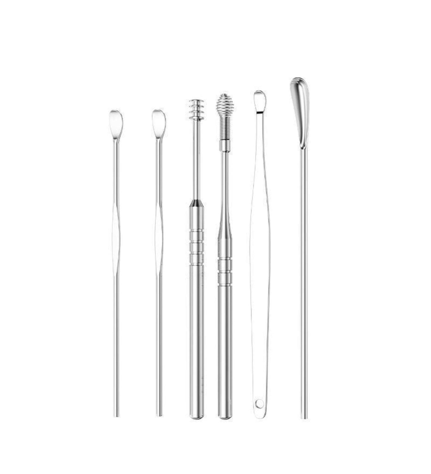 Ear Scoop 6-Piece Set of Ear Picking Tools Adult Ear Pick Ear Scoop Stainless Steel Portable Keychain Ear Scoop - Buy Online on GoSupps.com