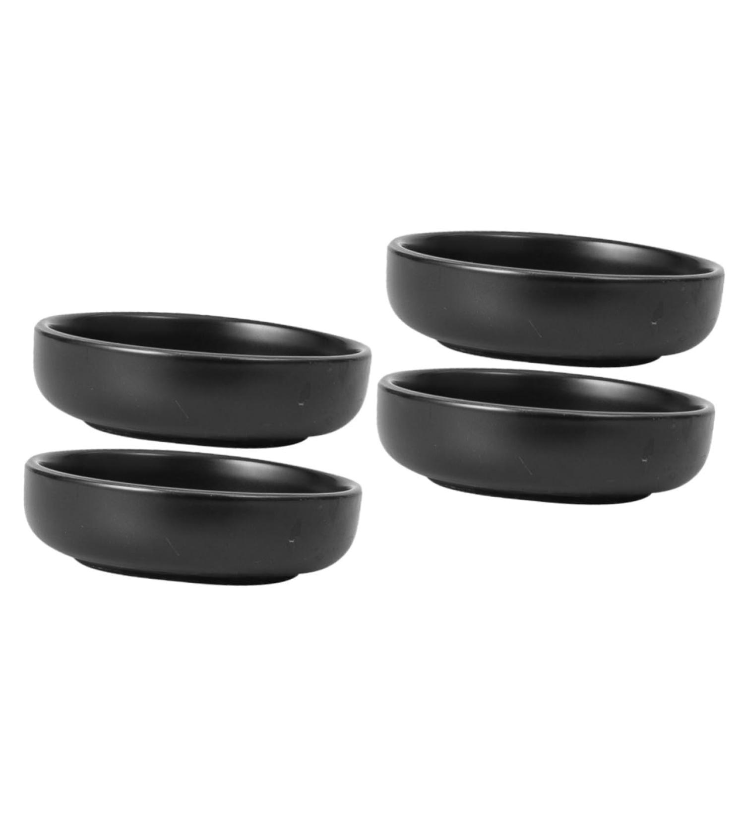 OUNONA 4 Pcs Sauce Dish Vinegar Dish Soy Sauce Plates Dipping Bowls Plates Fruit Black Appetizer Plates Japanese Style Seasoning Dishes Dip Bowl Snack Bowl Ceramics Mini Bowl re-usable 9X9X2.5CMx2pcs Blackx2pcs - Buy Online on GoSupps.com