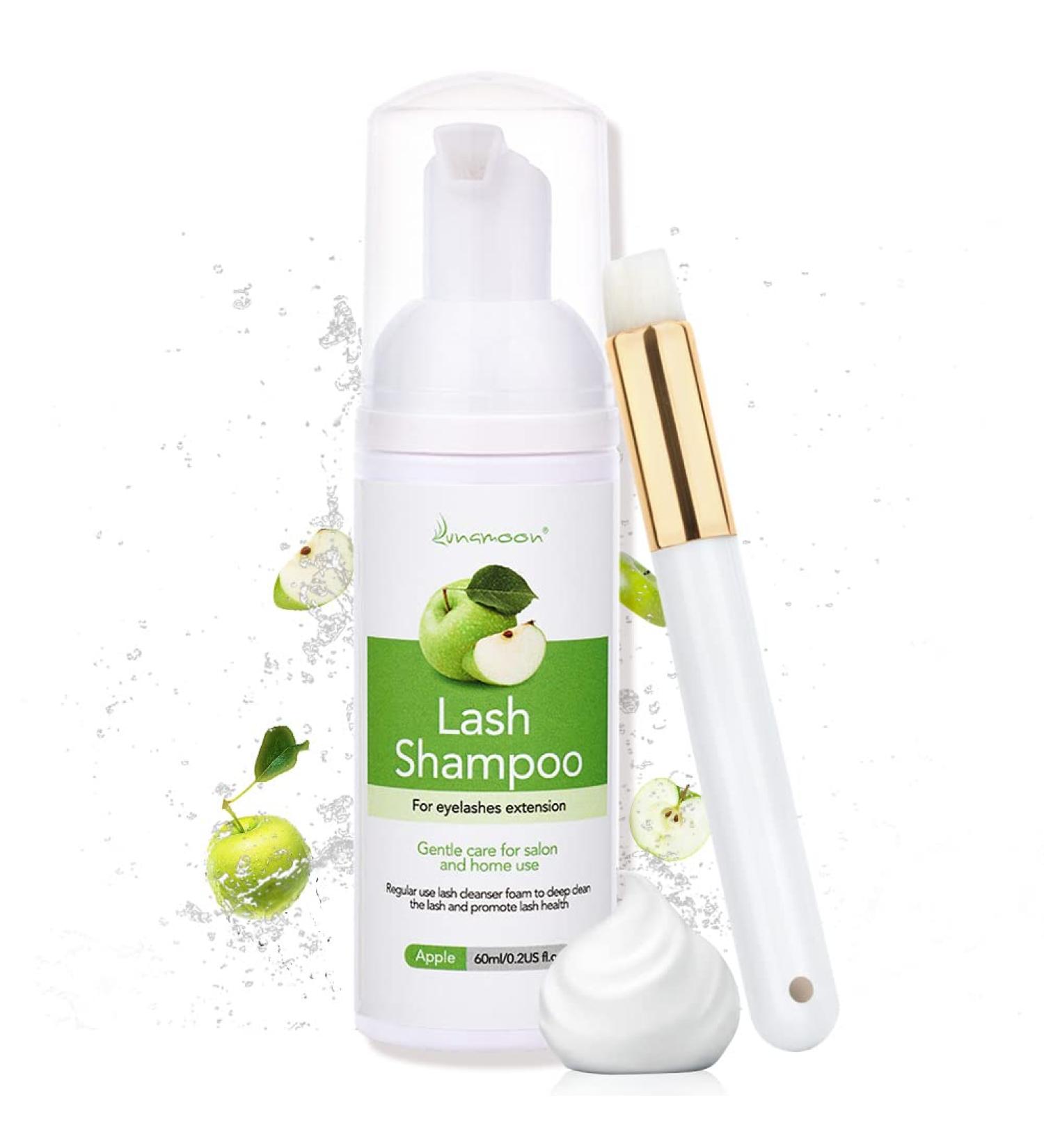 Lunamoon Eyelash Shampoo - Foam Cleanser for Eyelash Extensions | Soft 60ml Apple Formula for Oil & Makeup Removal - Buy Online on GoSupps.com