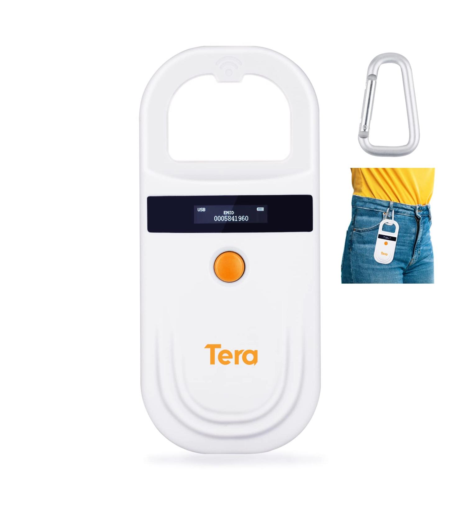 Tera Pet Microchip Reader Scanner RFID w/ OLED Display - Rechargeable & Portable - Supports EMID FDX-B - For Dog, Cat, Pig - Orange - Buy Online on GoSupps.com