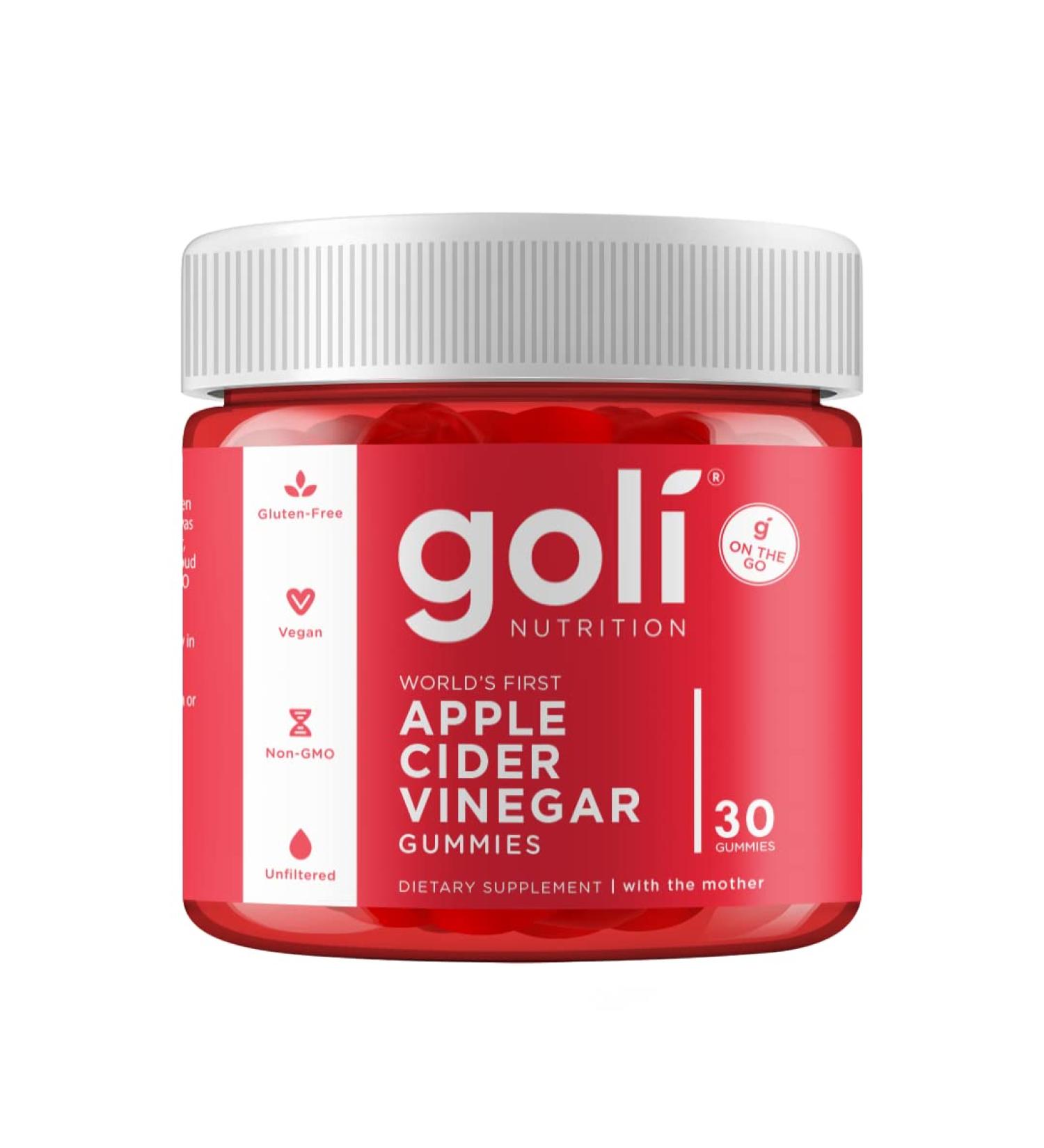 Goli Apple Cider Vinegar Gummy Vitamins - 30 ct | B9 & B12 | Gelatin-Free, Vegan, Non-GMO - Buy Online on GoSupps.com